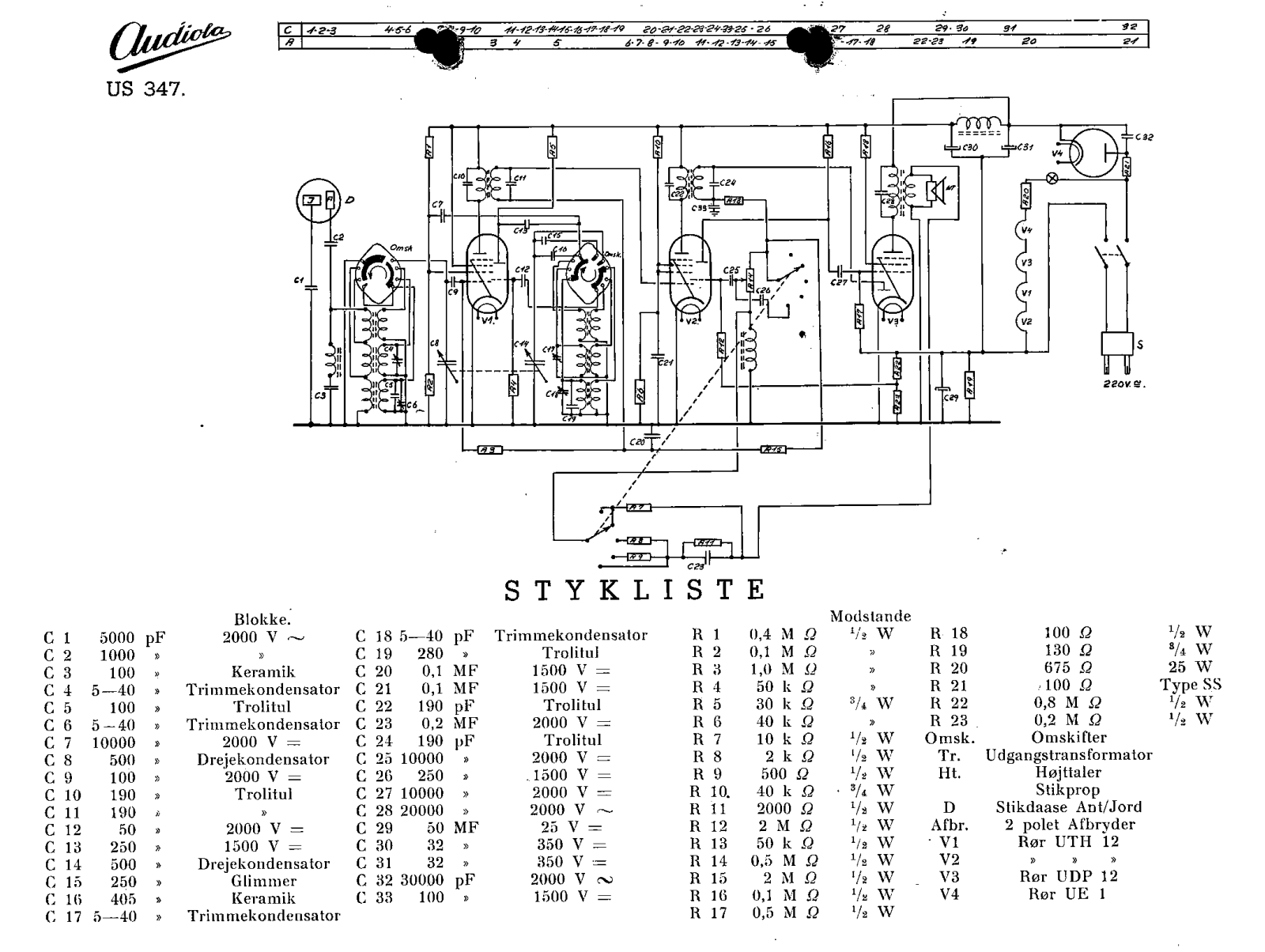 Audiola US347 Schematic