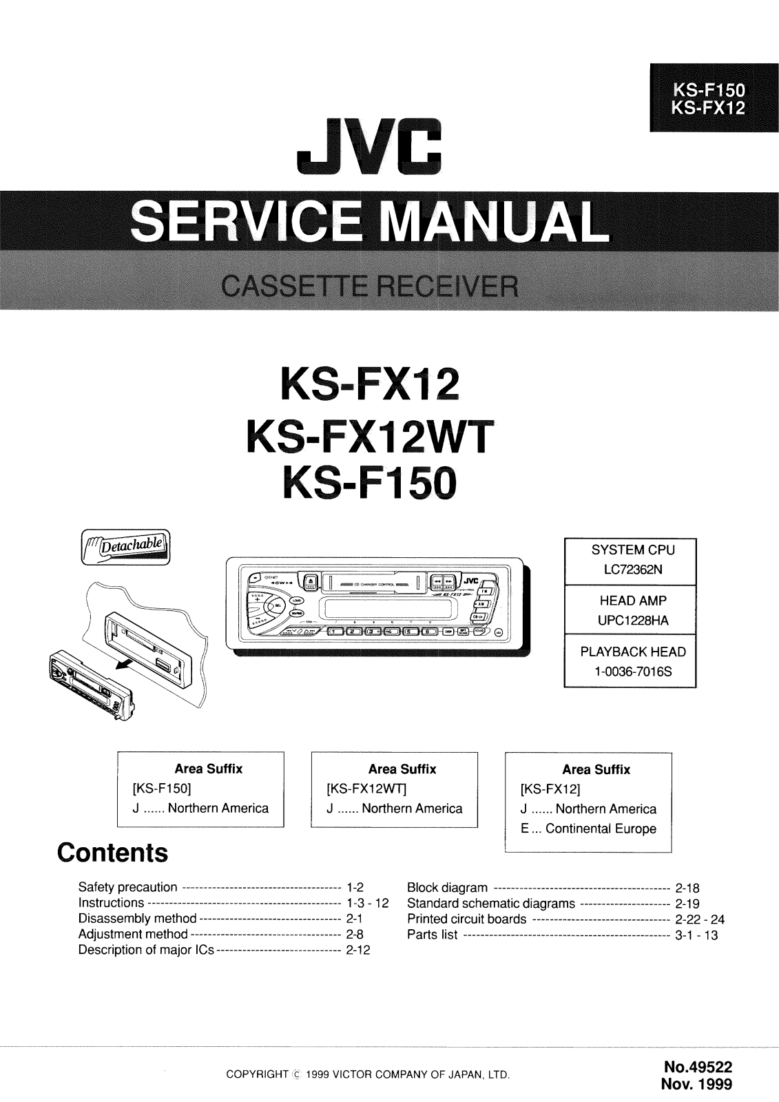 JVC KS-F150J, KS-FX12E, KS-FX12J, KS-FX12WTJ Service Manual