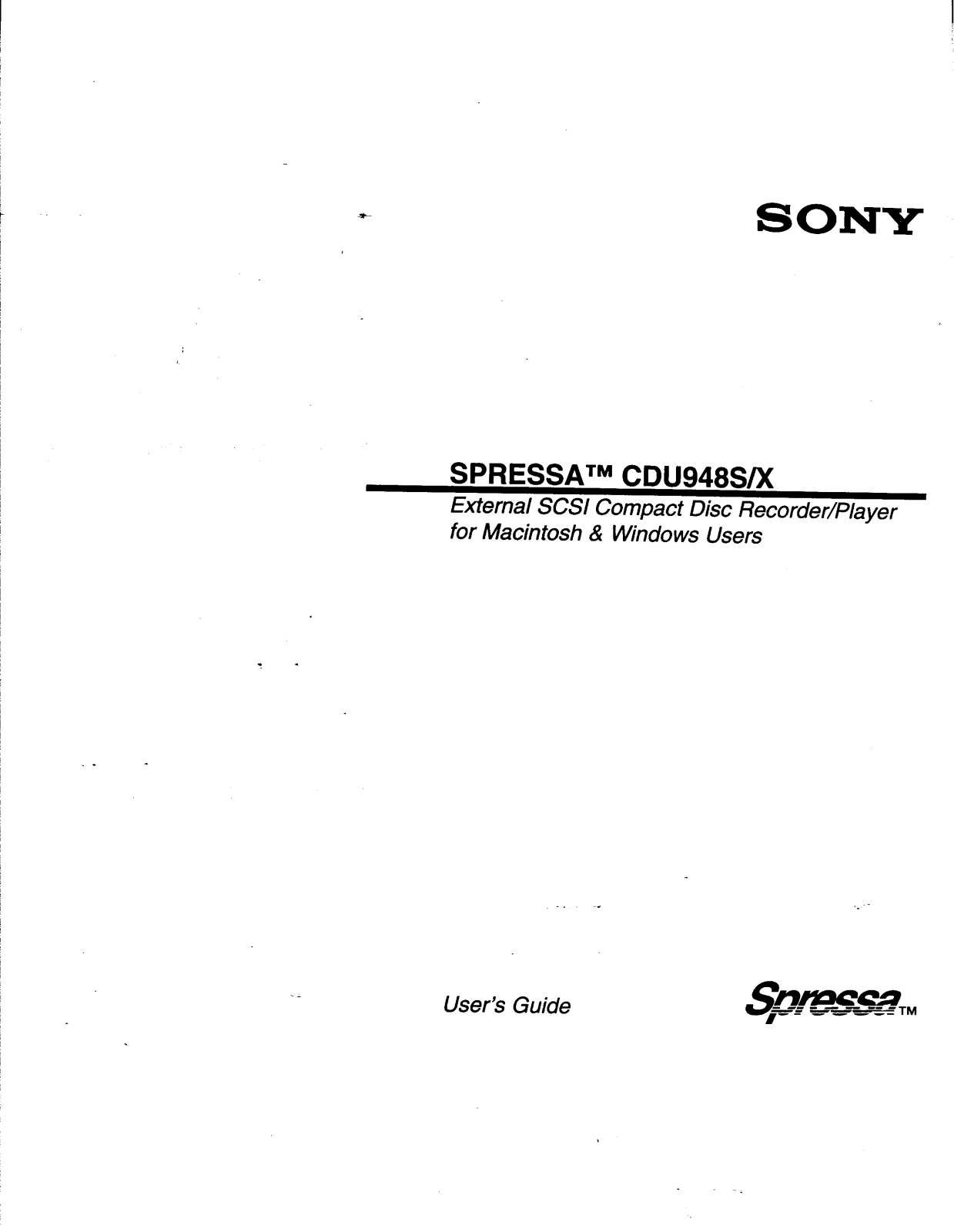 Sony CD-U948S, CD-U948SX User Manual