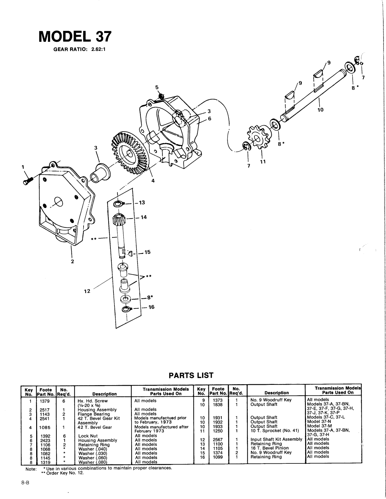 Dana 37 Parts List