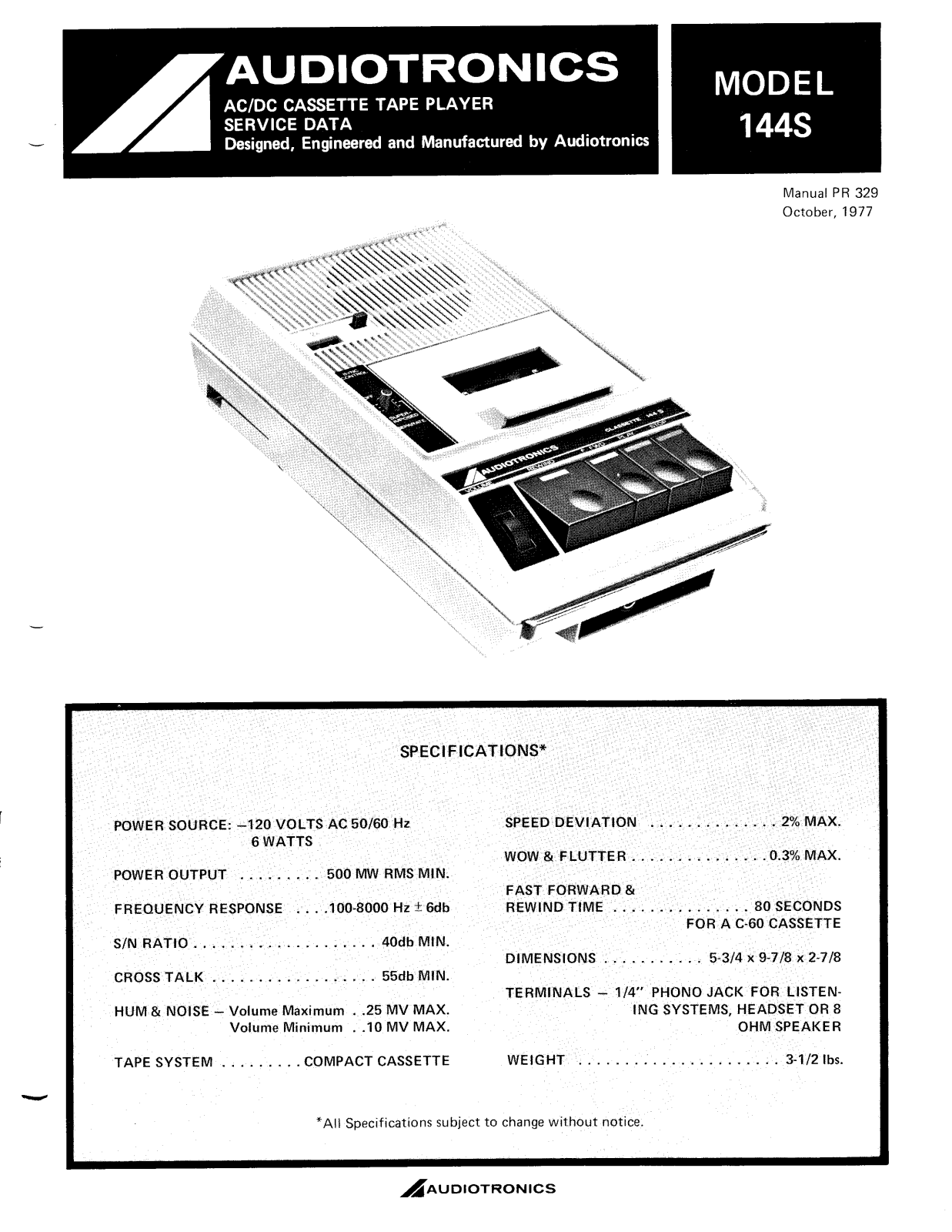 Audiotronics 144S User Manual - ManualMachine.com