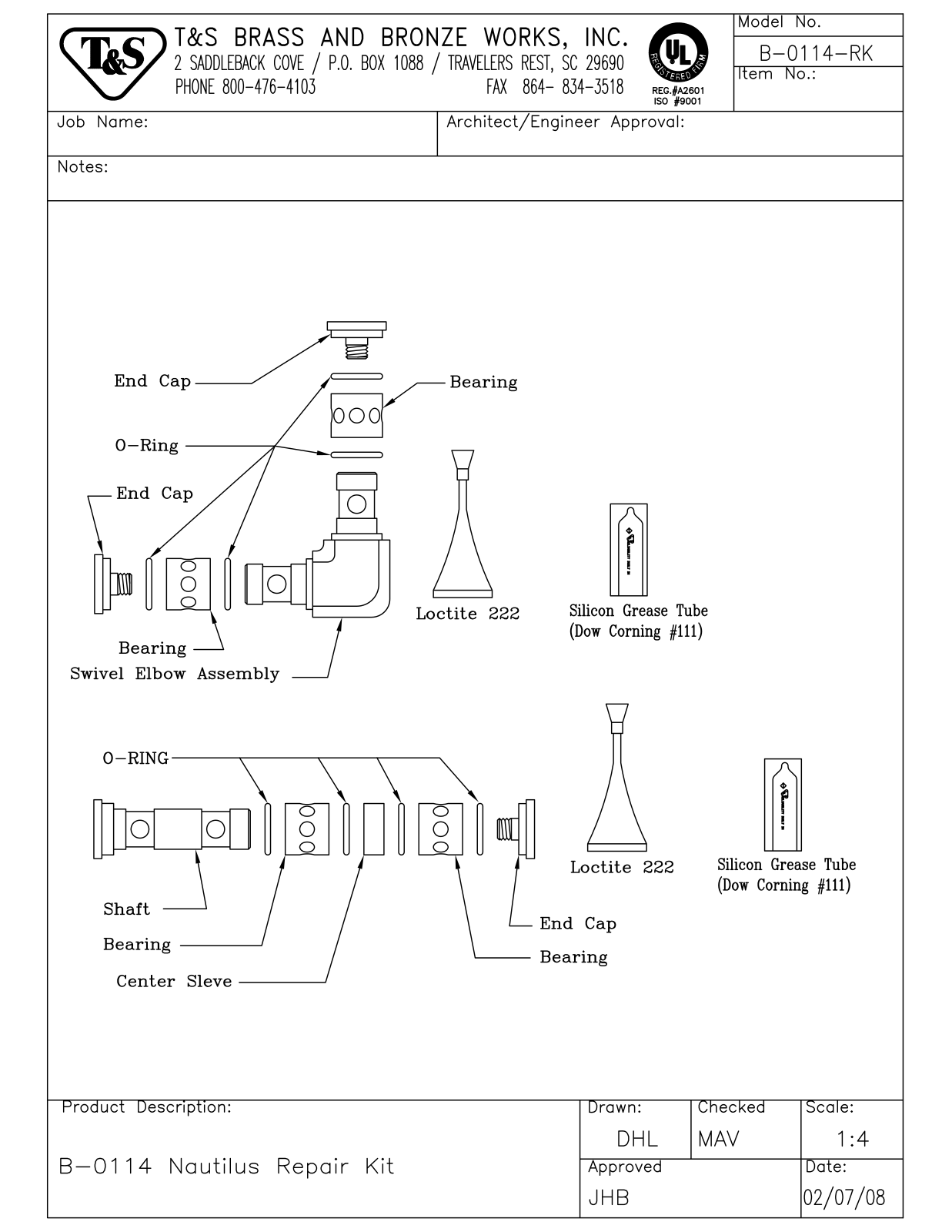 T&S Brass B-0114-RK User Manual