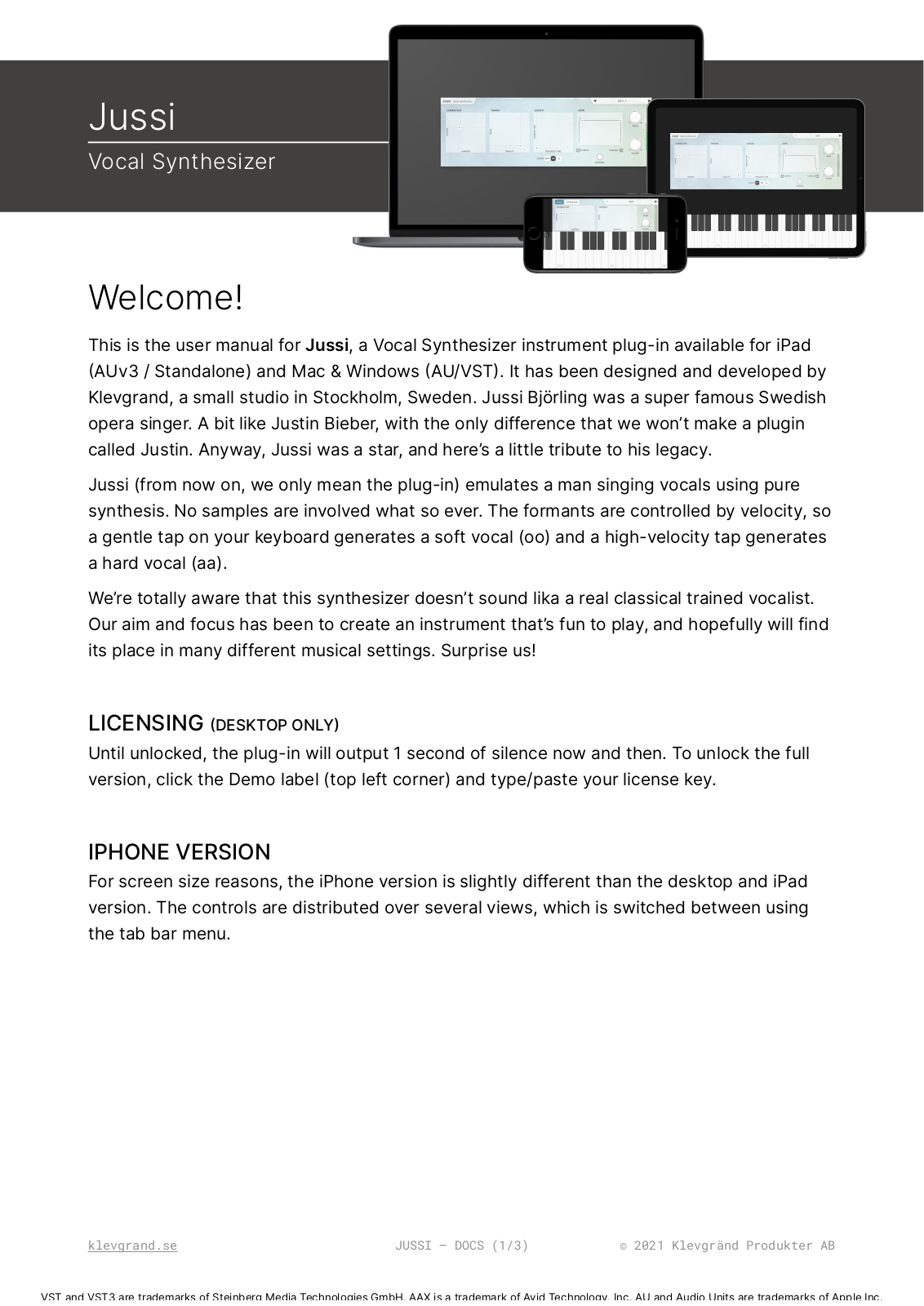 klevgrand Jussi User Manual