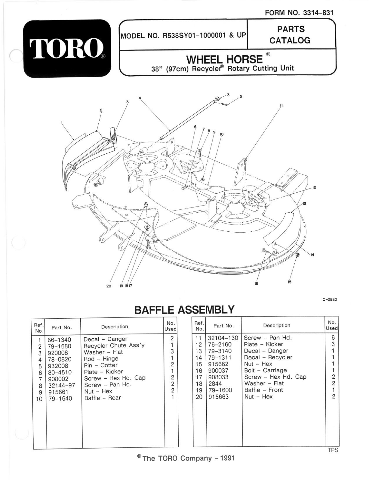 Toro R5-38SY01 Parts Catalogue