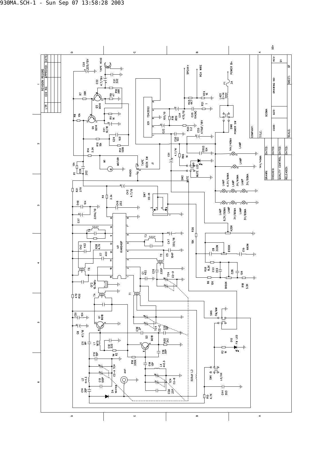 Vitek 930MA Schematic