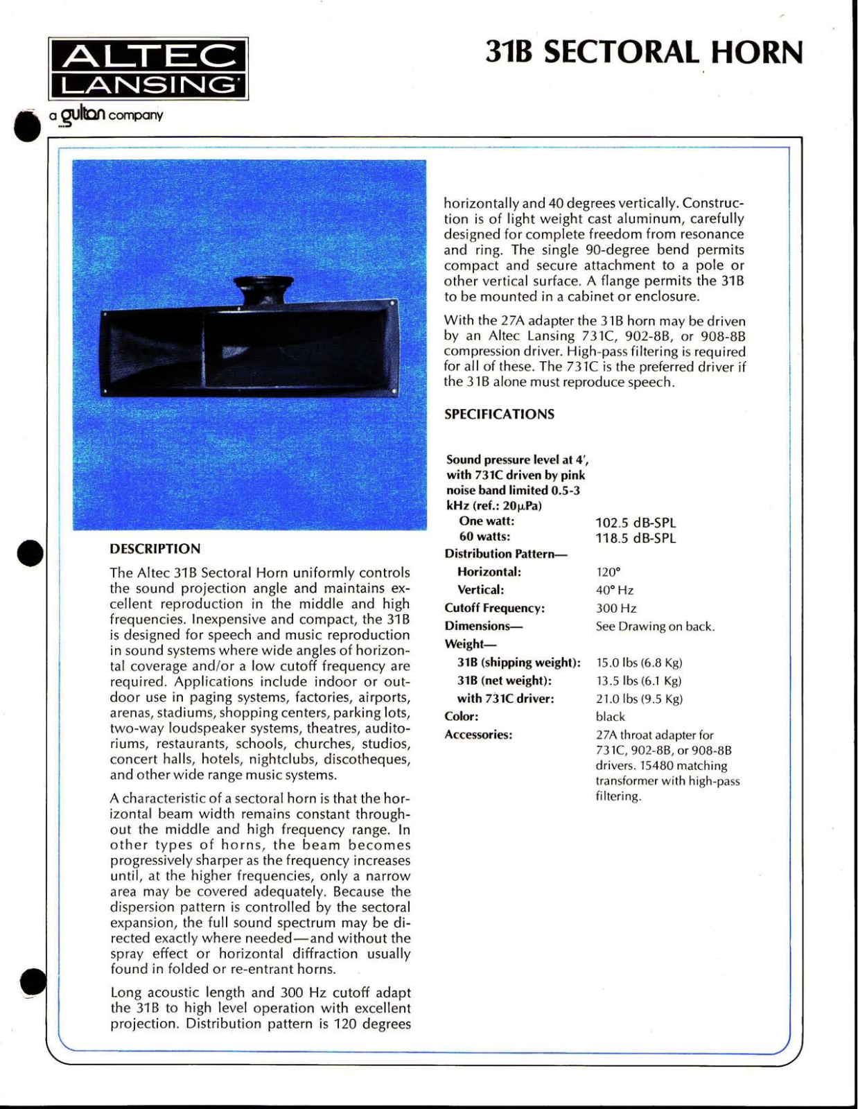 Altec Lansing 31B User Manual