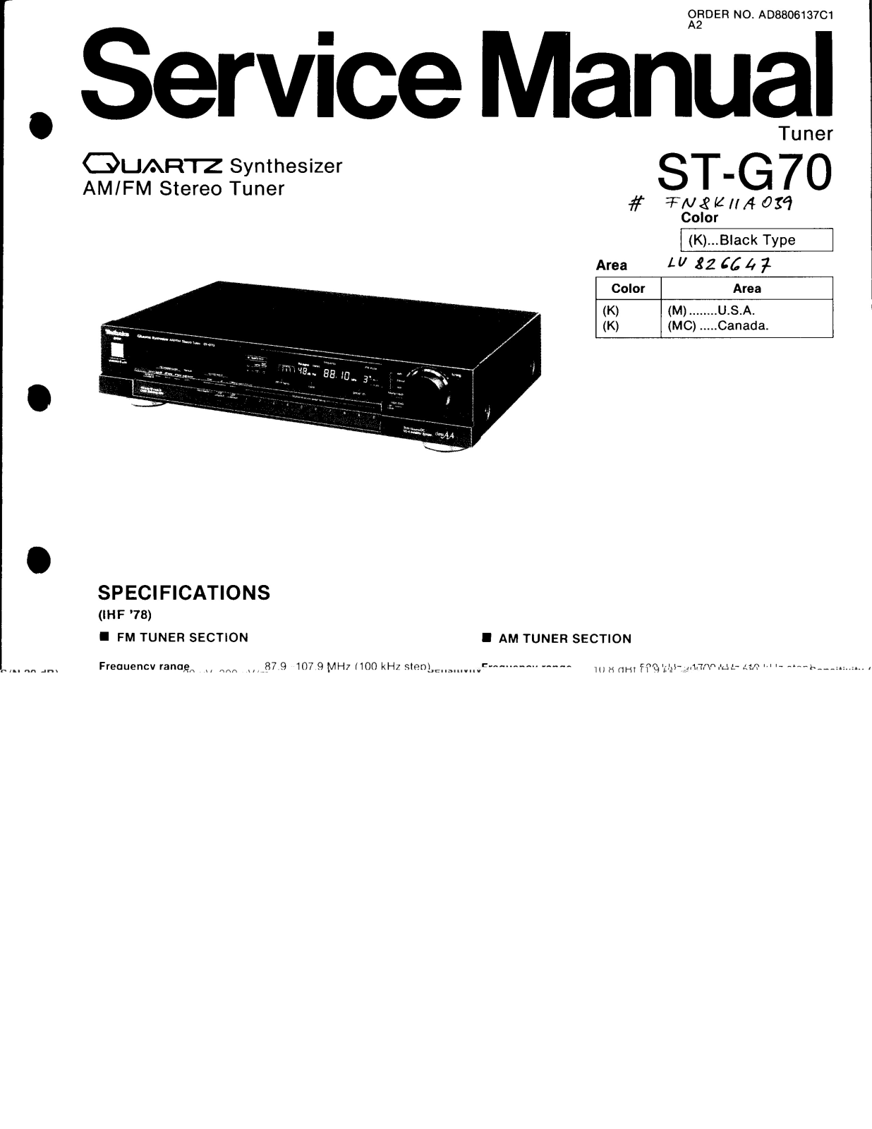 TECHNICS ST G70 G90 Service Manual