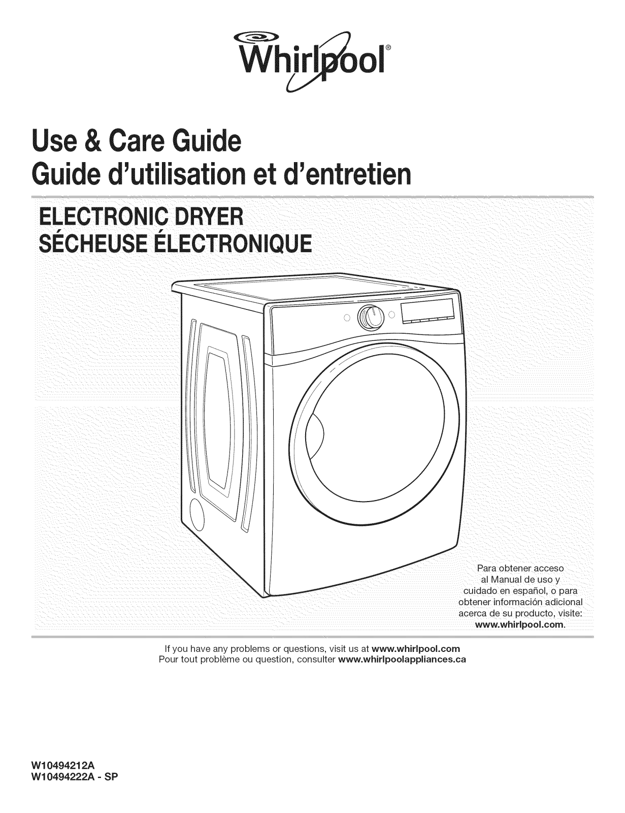 Whirlpool WED96HEAC0, WGD96HEAW0, WGD96HEAU0, WGD96HEAC0, WGD94HEAW0 Owner’s Manual