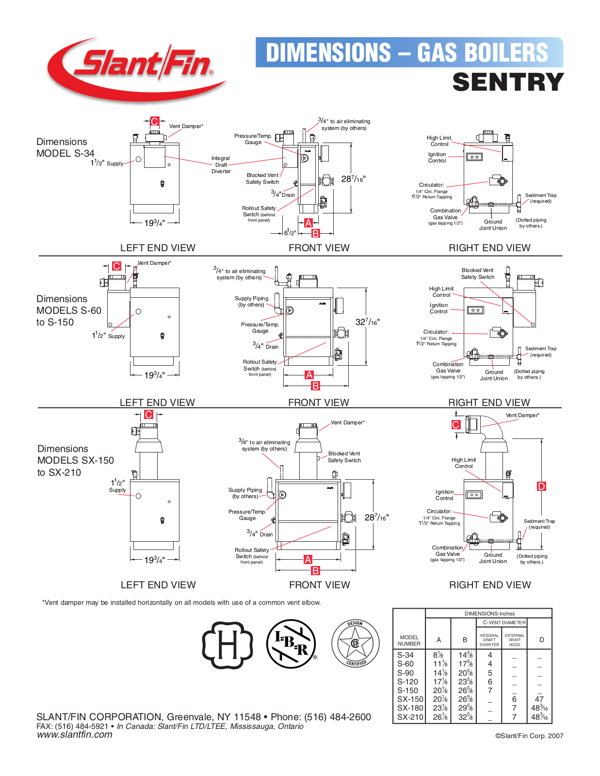 Slant-Fin S-60, S-150 User Manual