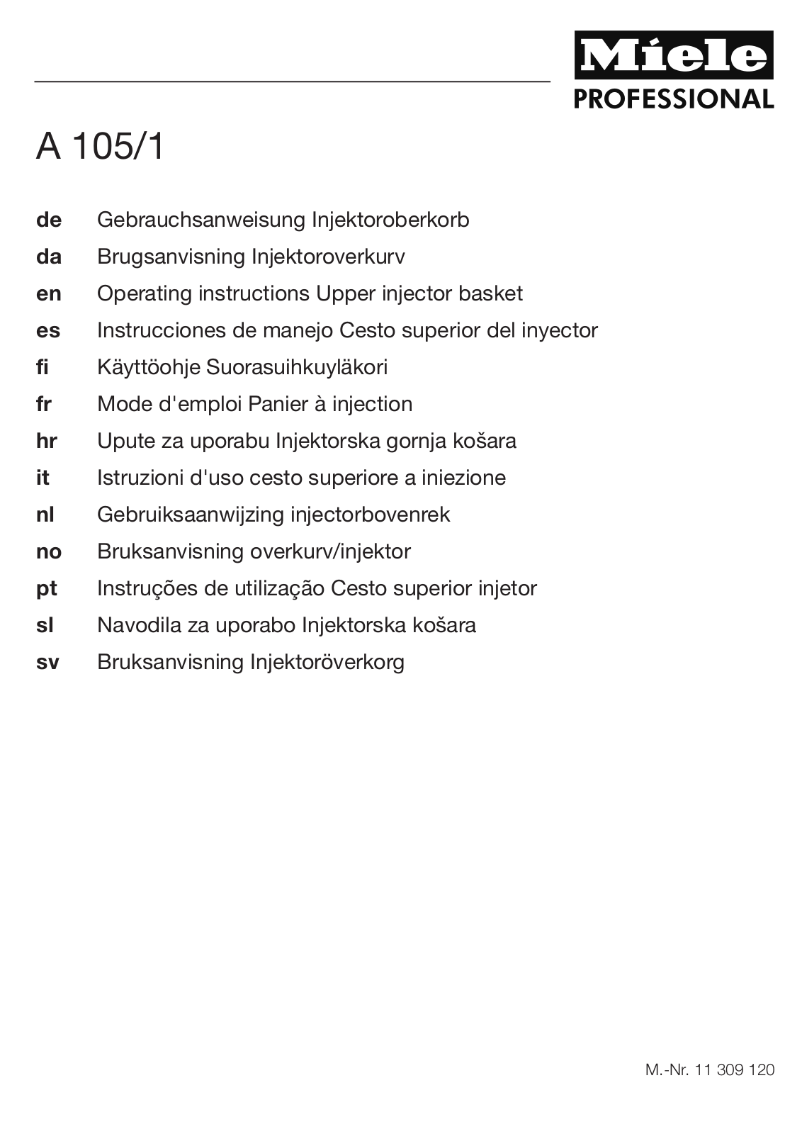 Miele A 105/1 Operating instructions