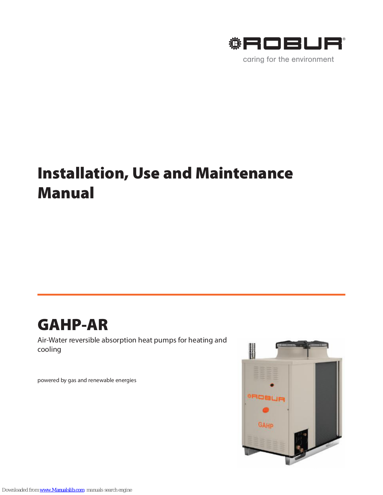 Robur GAHP-AR, GAHP-AR S Installation, Use And Maintenance Manual - ManualMachine.com