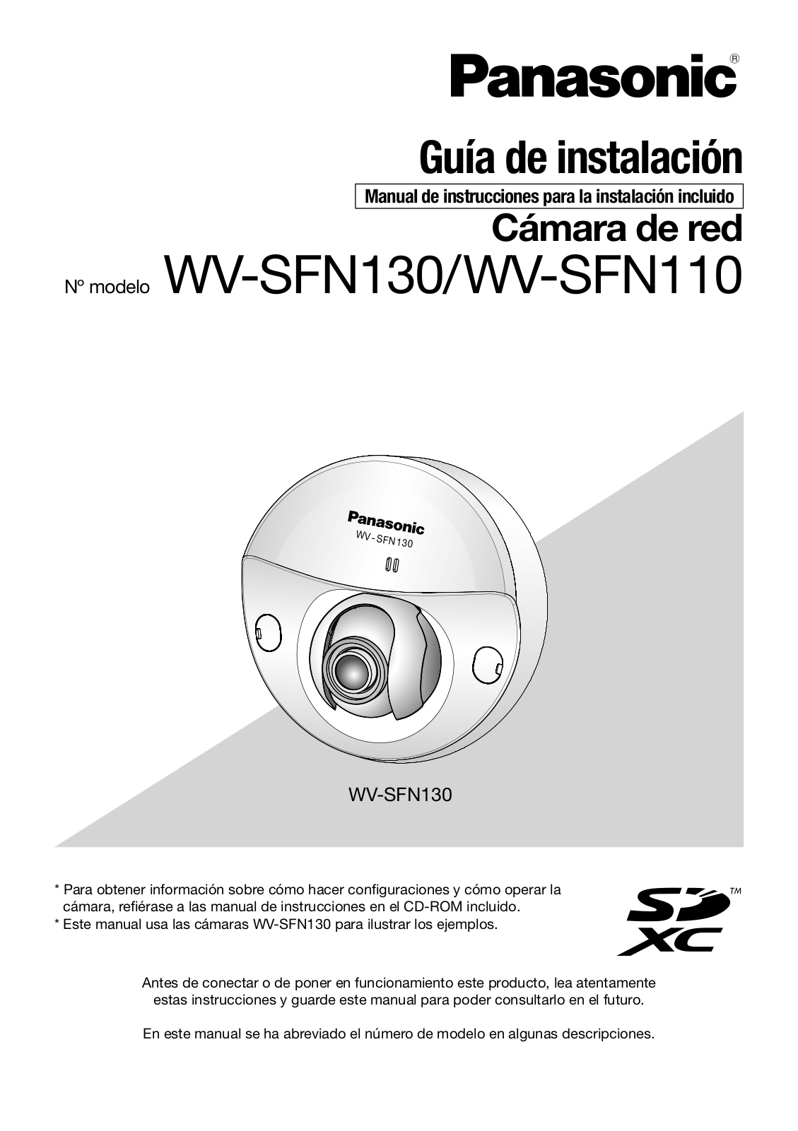 Panasonic WV-SFV130, WV-SFV110, WV-SFV130M, WV-SFV110M, WV-SFN130 Operating Instructions