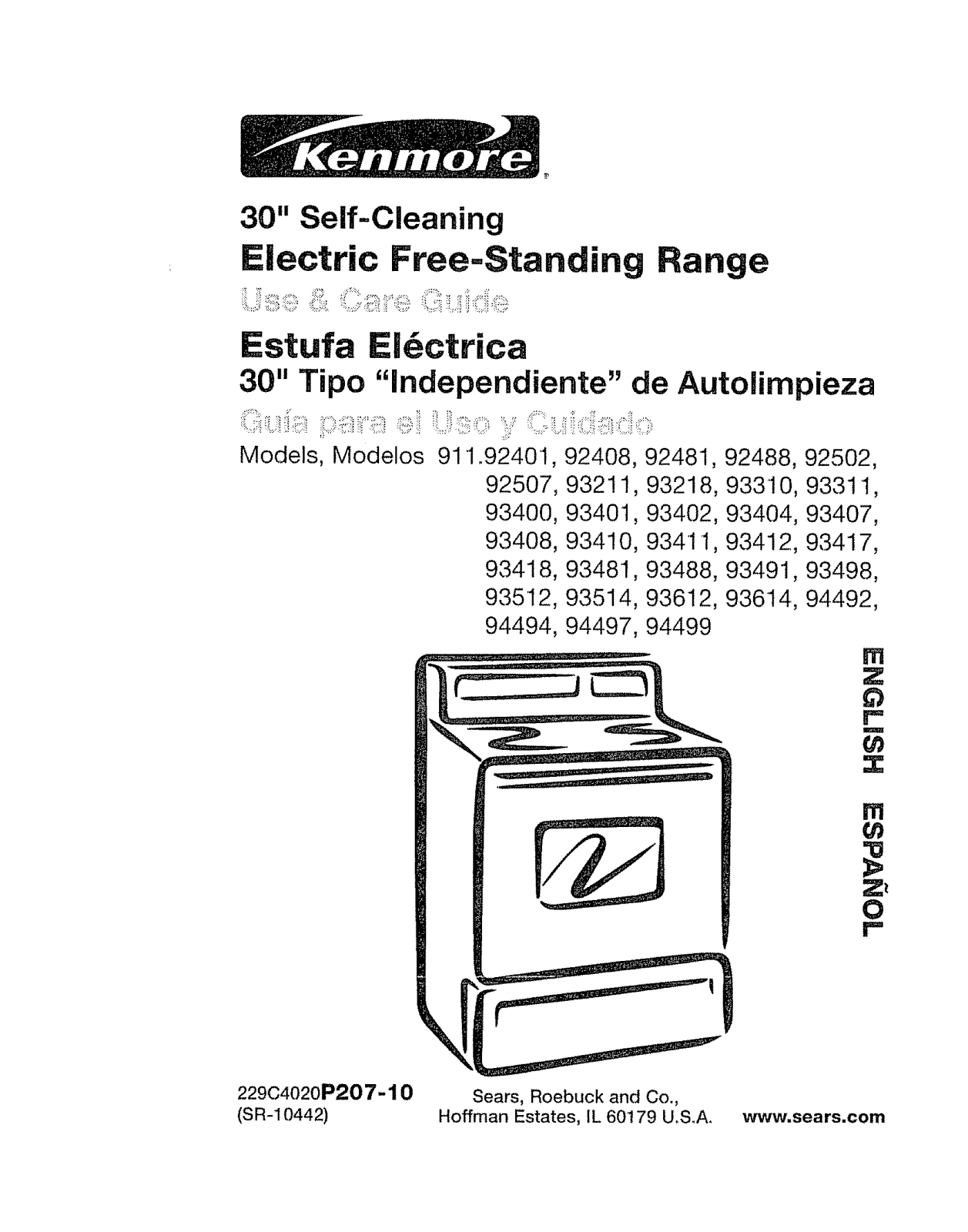 Kenmore 91192712020, 9119321190, 91193310010, 91193311010, 91193401992 Owner’s Manual