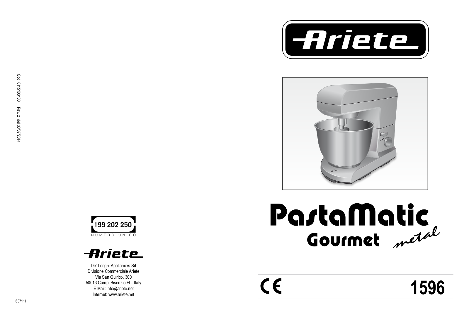 Ariete 1596 User Manual