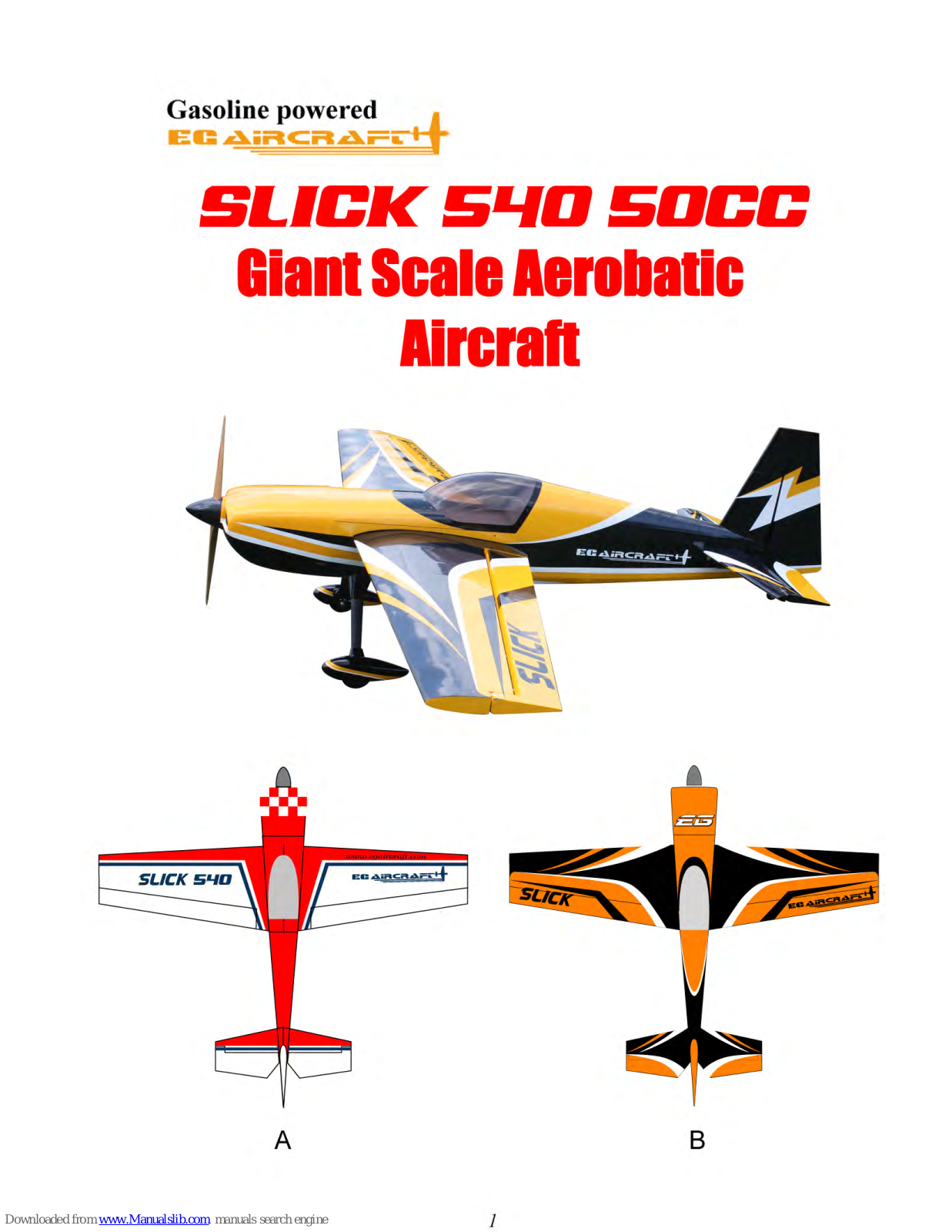 EG Aircraft SLICK 540 50CC Instruction Manual