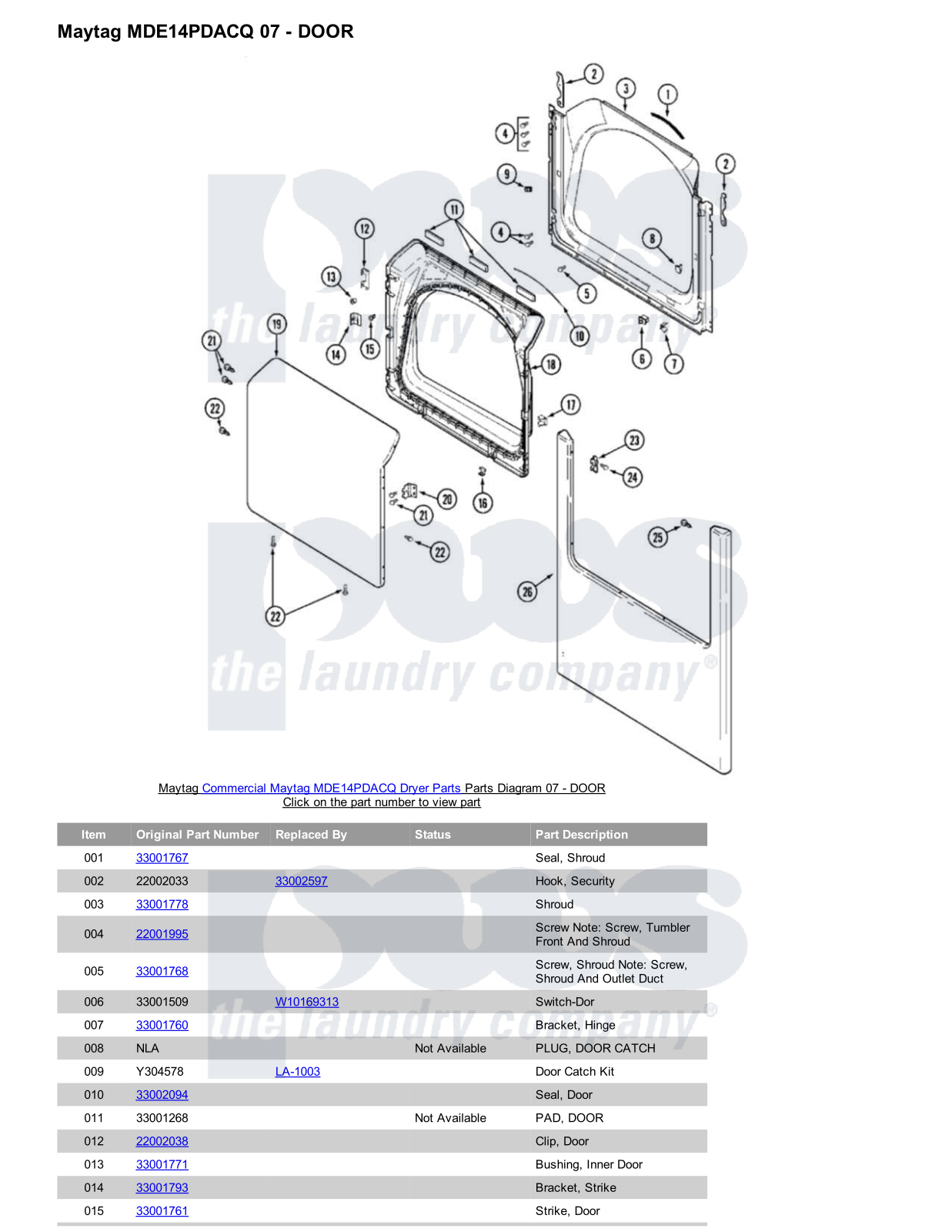 Maytag MDE14PDACQ Parts Diagram