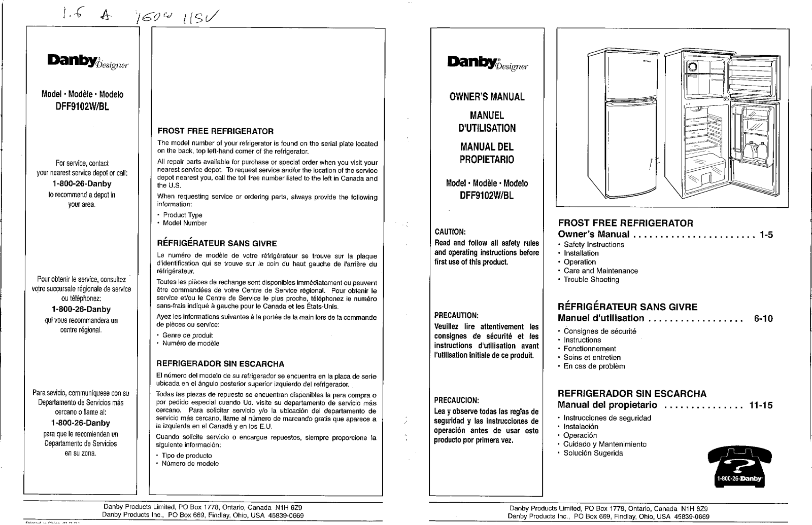 Danby DFF9102W-BL User Manual