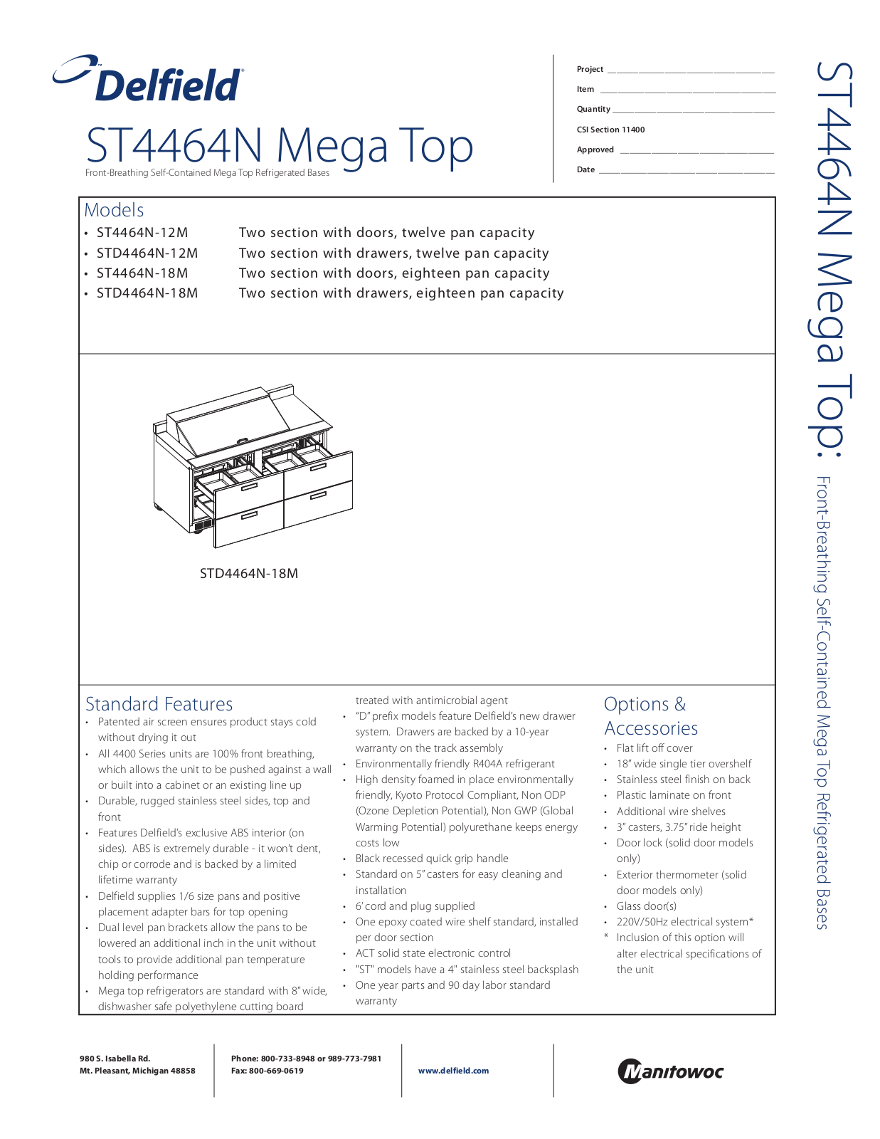 Delfield ST4464N-12M User Manual