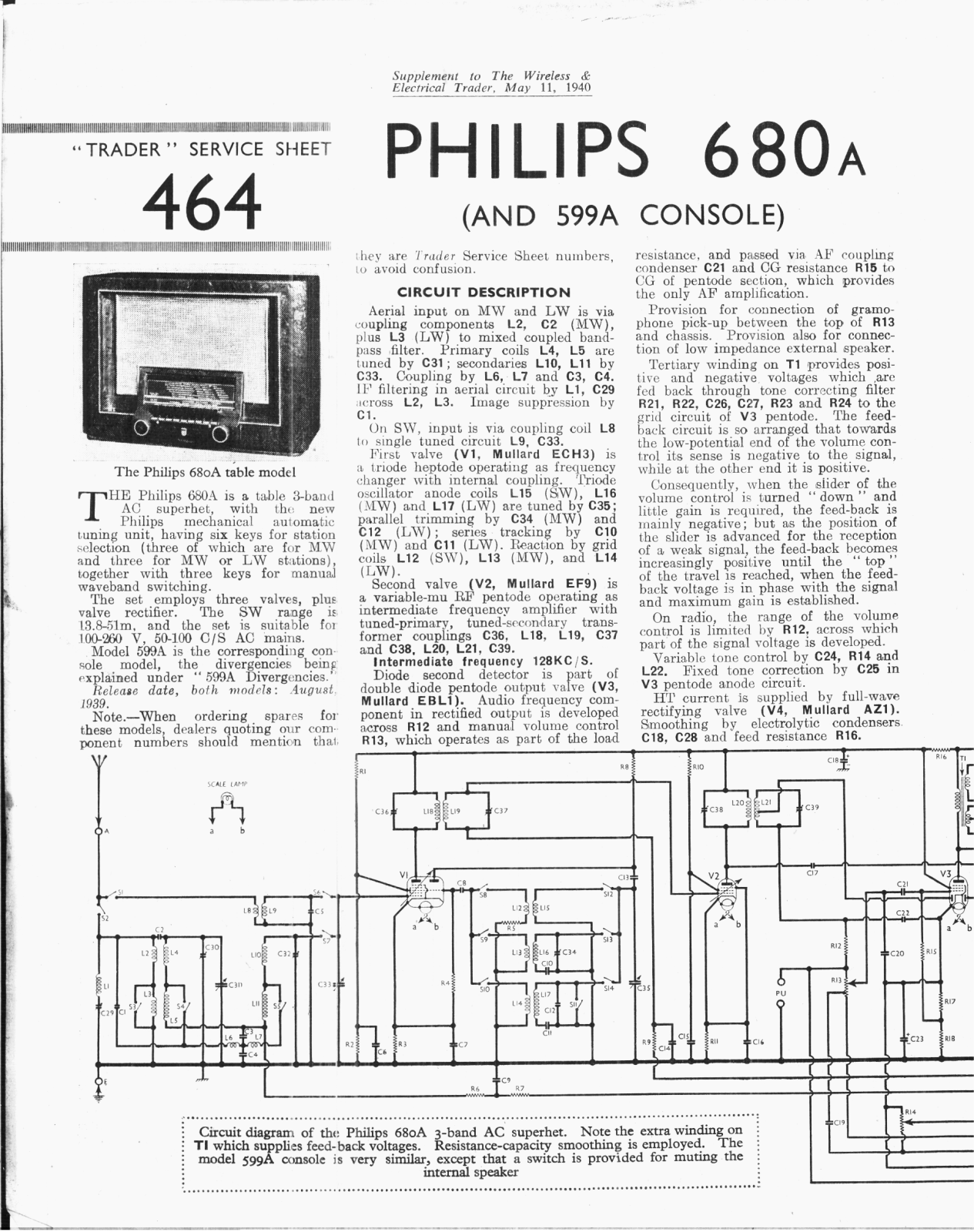 Philips 680-A, 599-A Service Manual