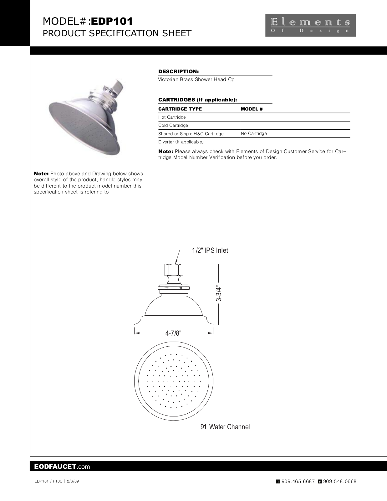 Elements of Design EDE2390 Specification Sheet - ManualMachine.com