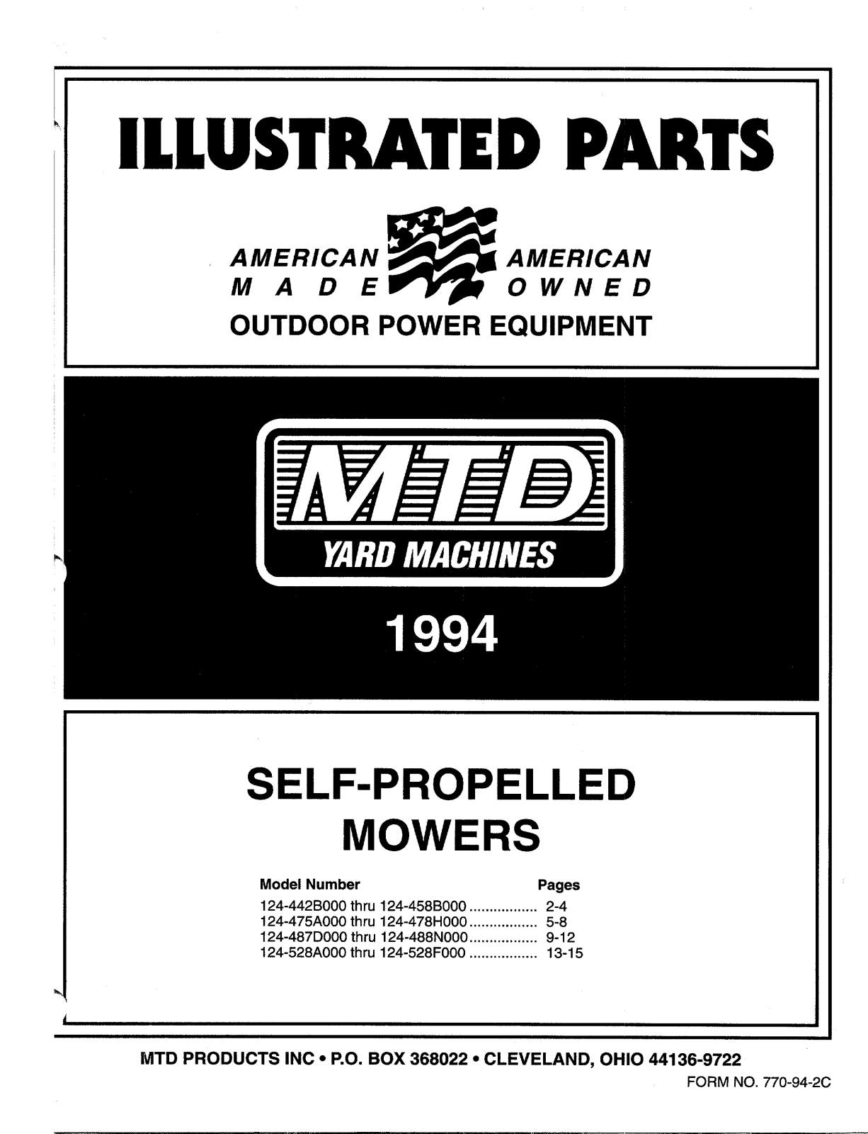 MTD 124-487D000, 124-442B000, 124-475A000, 124-528A000, 124-488N000 User Manual