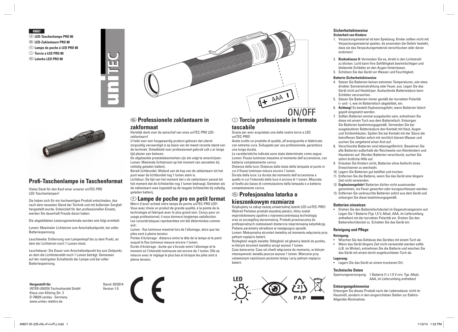 uniTEC Pro 80 operation manual