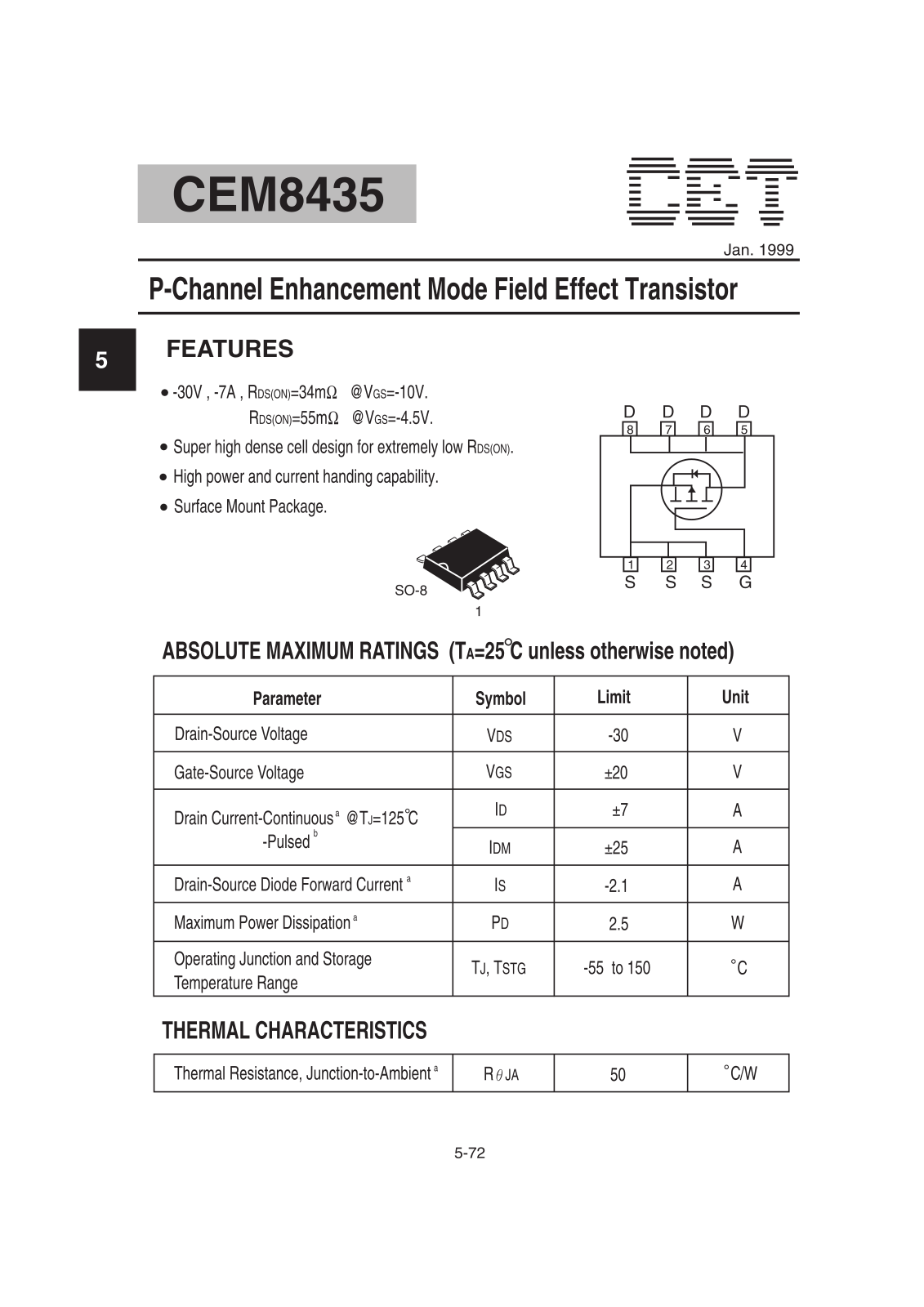 Datasheet CEM8435 Datasheet (CET) - ManualMachine.com