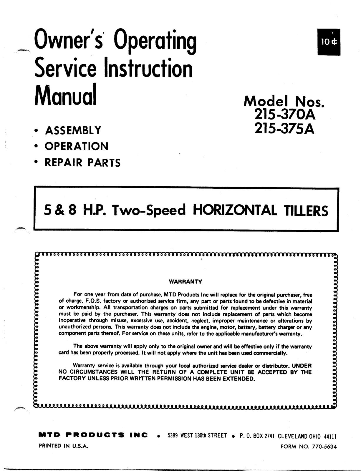 MTD 215-375A User Manual