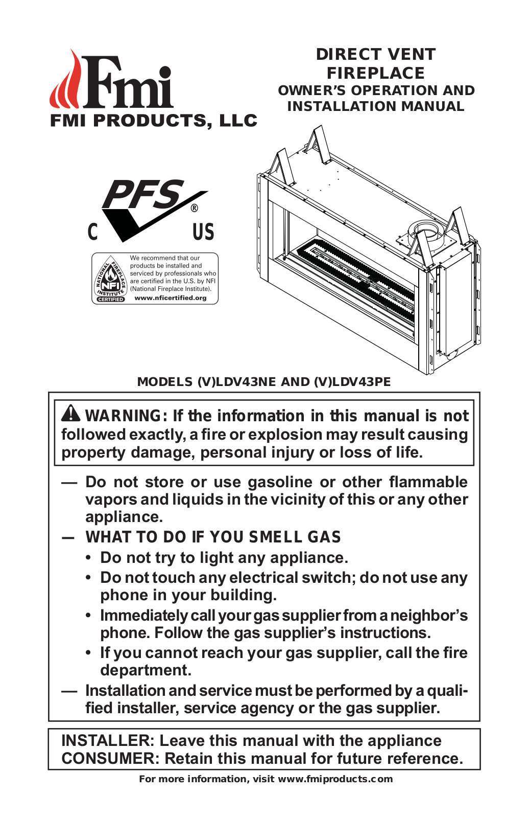 FMI VLDV43NE, VLDV43PE, LDV43NE, LDV43PE Operation And Installation Manual