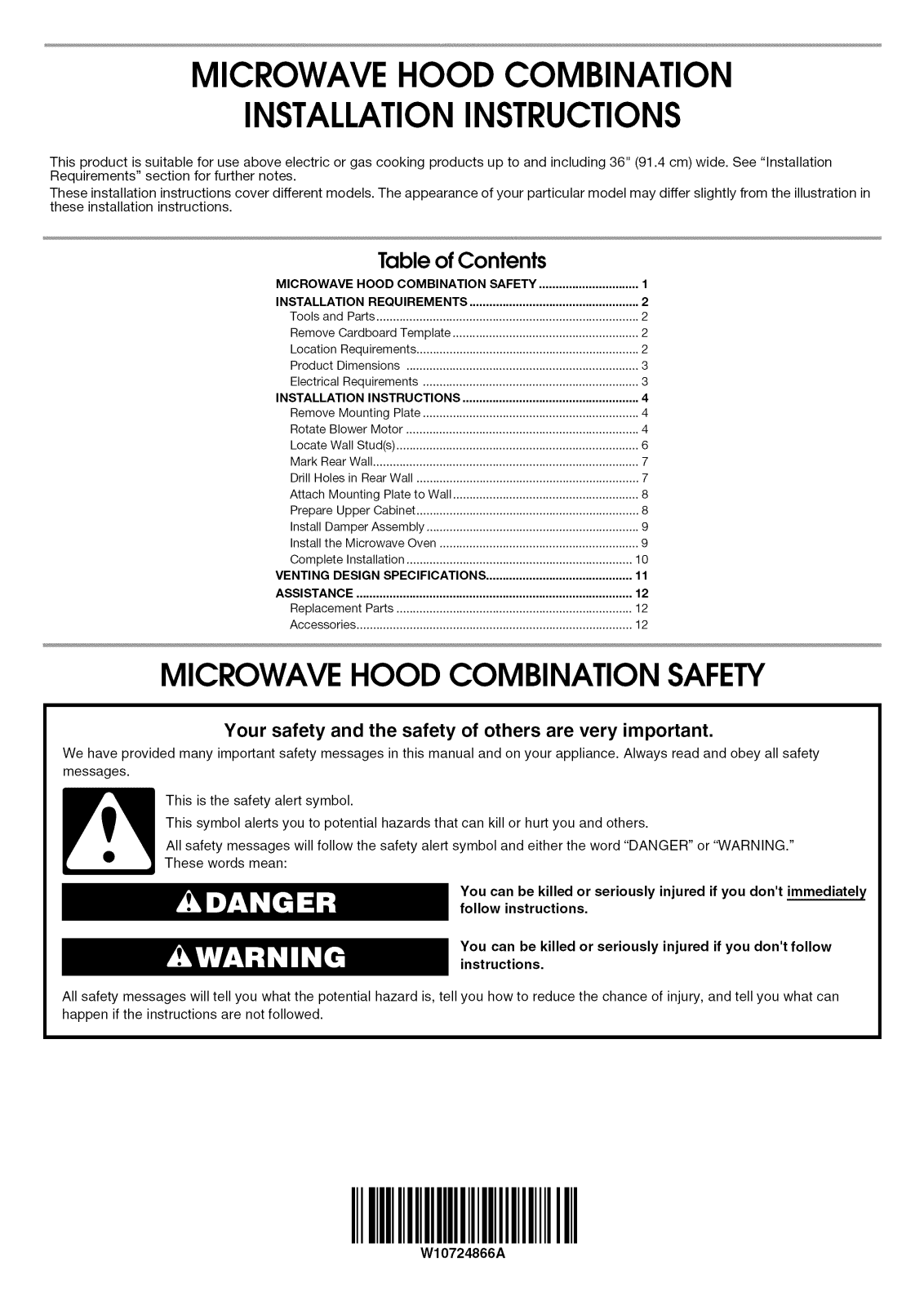 Whirlpool WMH31017AS3, UMV1160CW1, UMV1160CS1, UMV1160CB1, UMV1160CB2 Installation Guide - ManualMachine.com