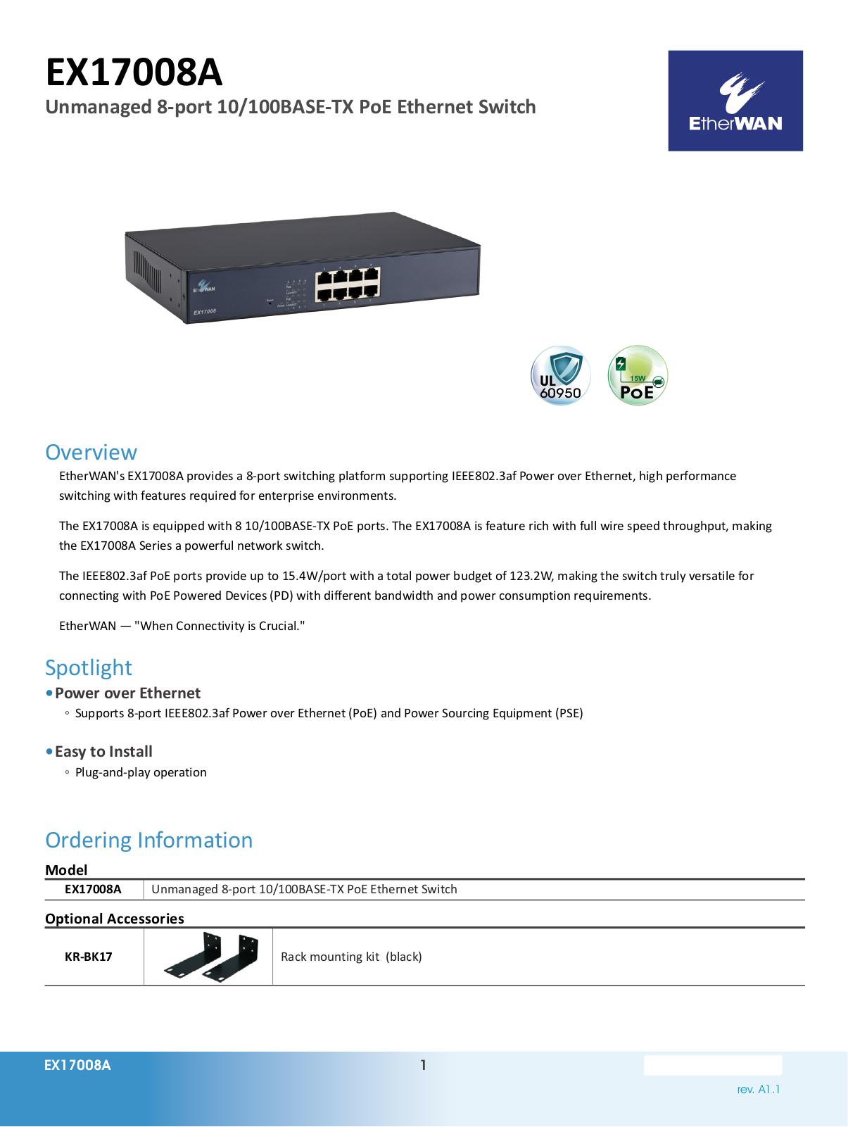 EtherWan EX17008A Data Sheet