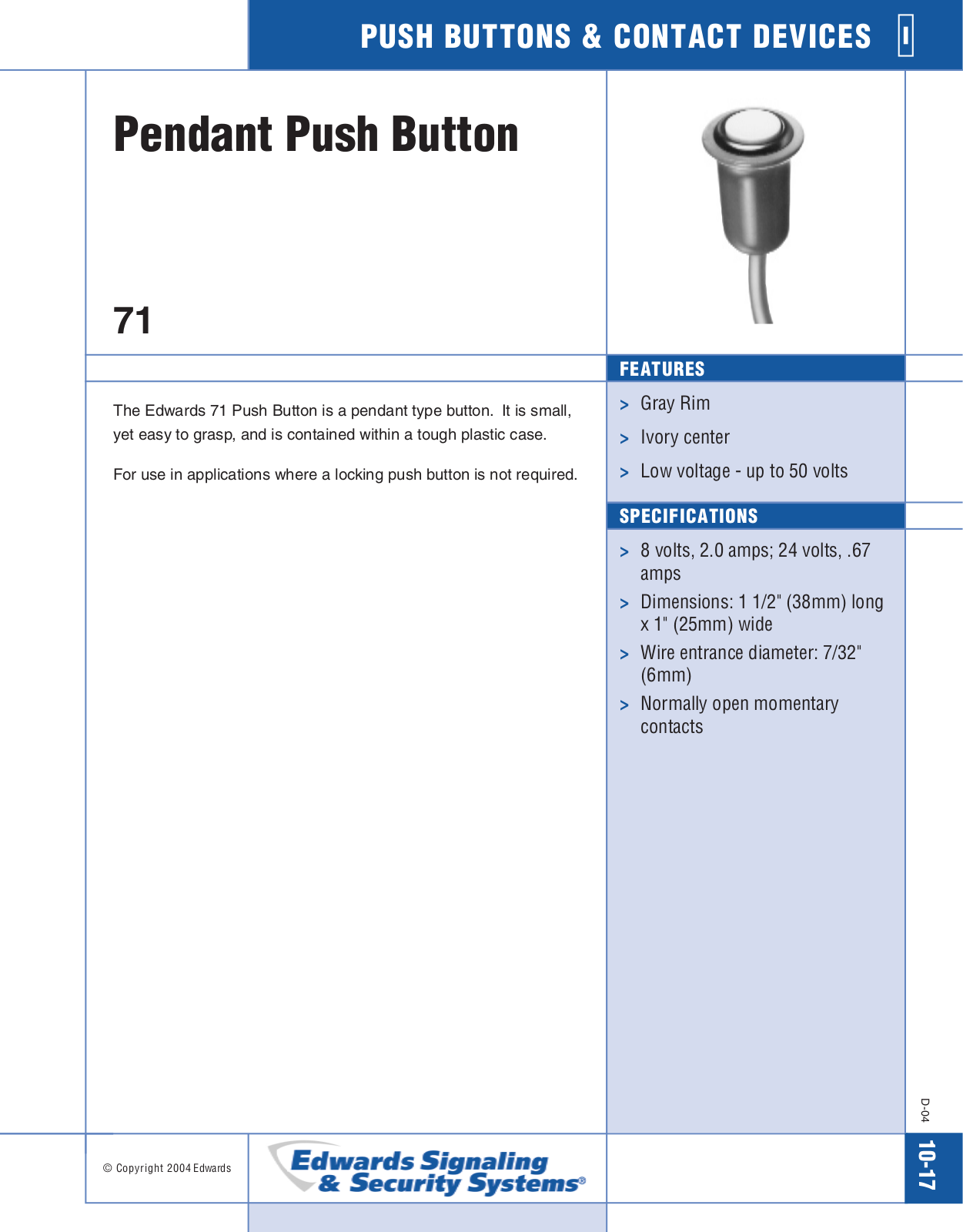 Edwards Signaling 71 Catalog Page