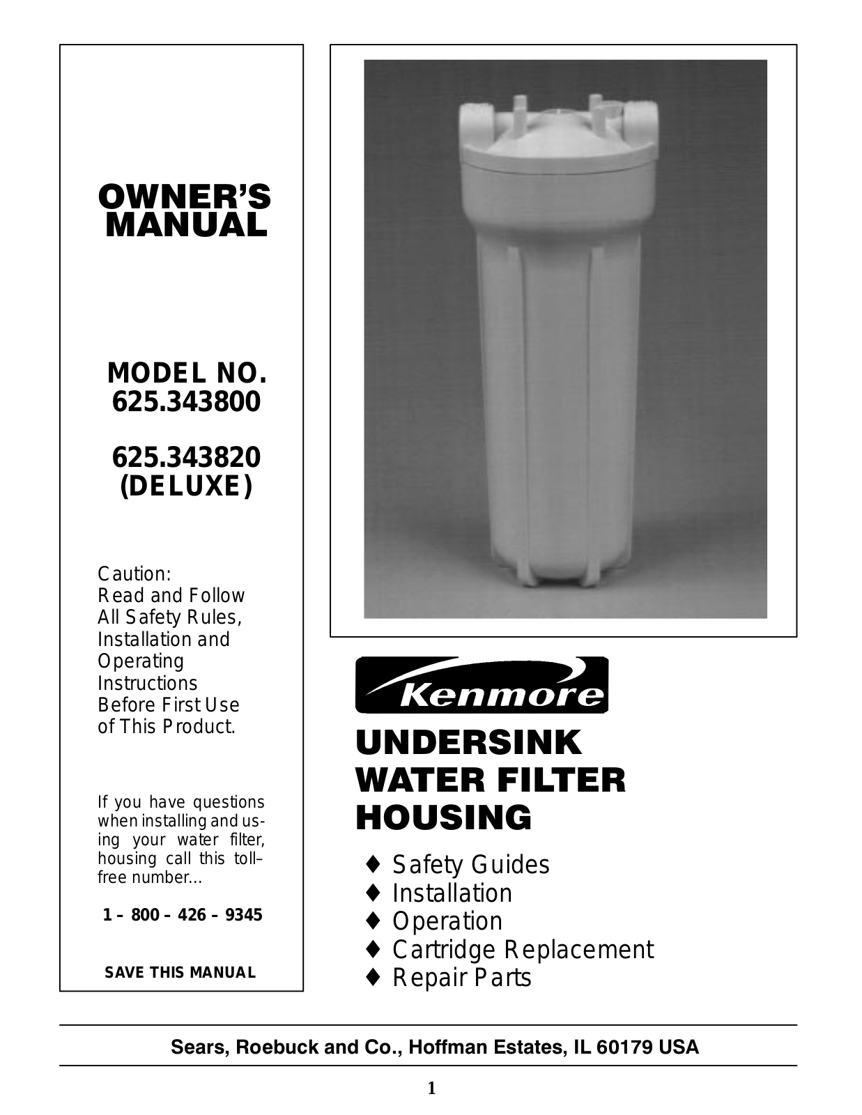 Kenmore 625.343800 User Manual