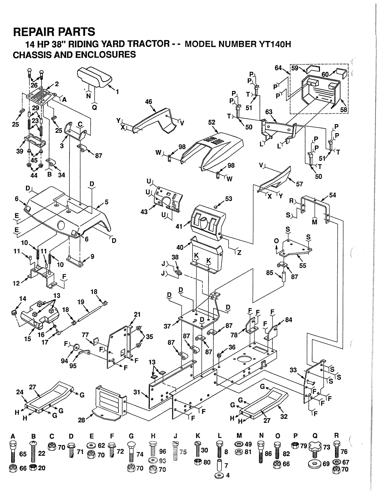 AYP YT140H Parts List