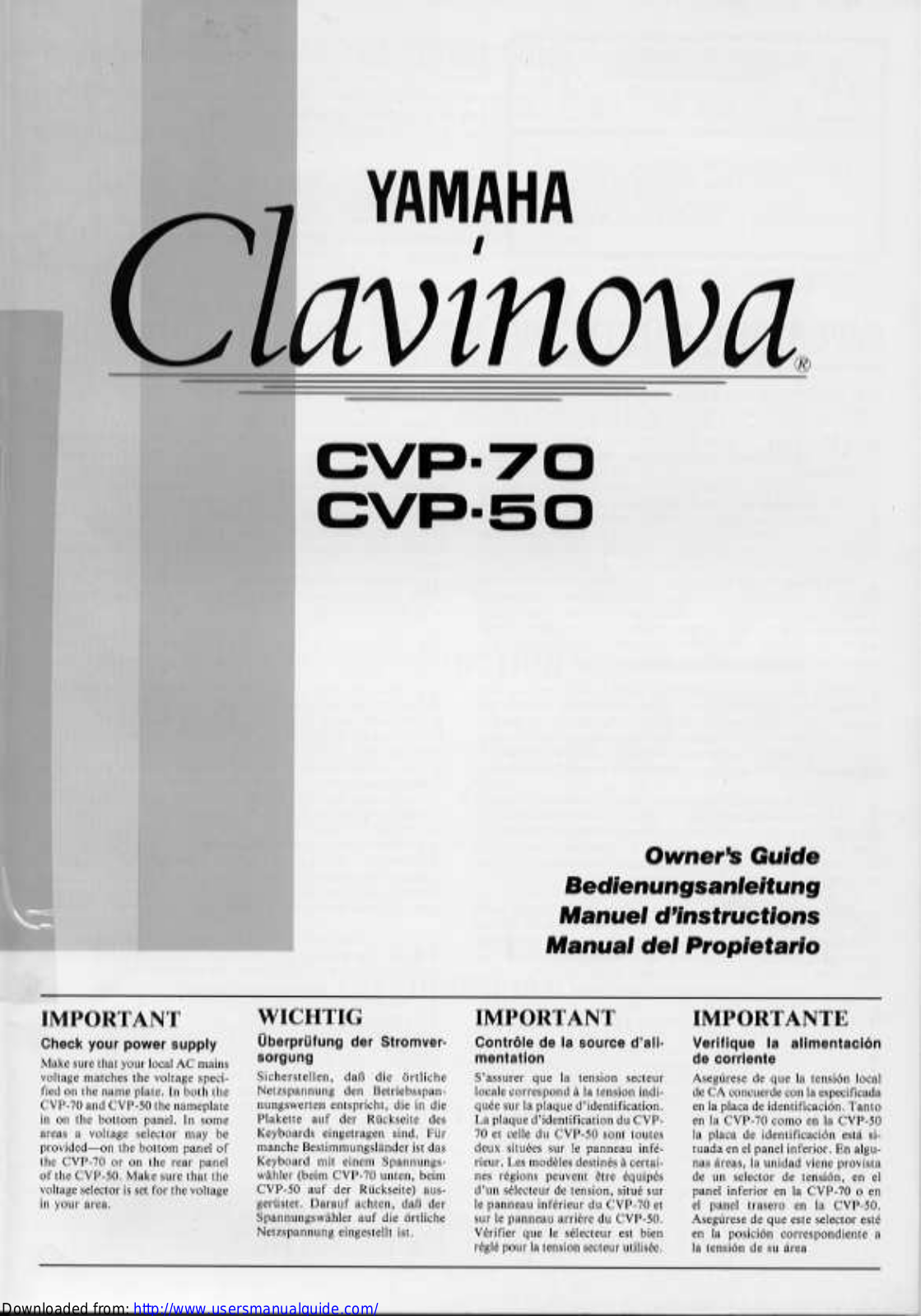 Yamaha Audio CVP-70, CVP-50 User Manual