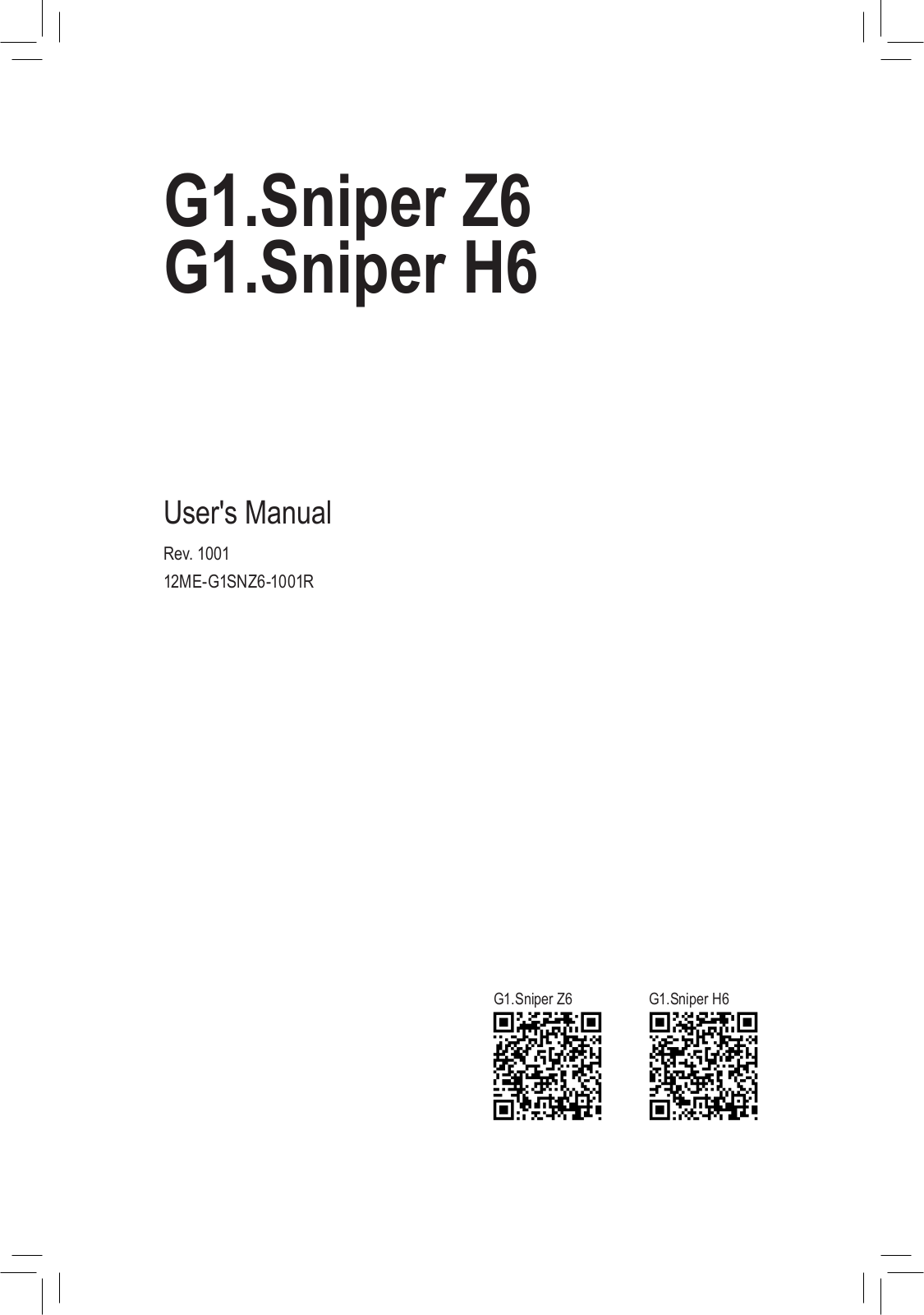 Gigabyte G1.SNIPER Z6, G1.SNIPER H6 User Manual