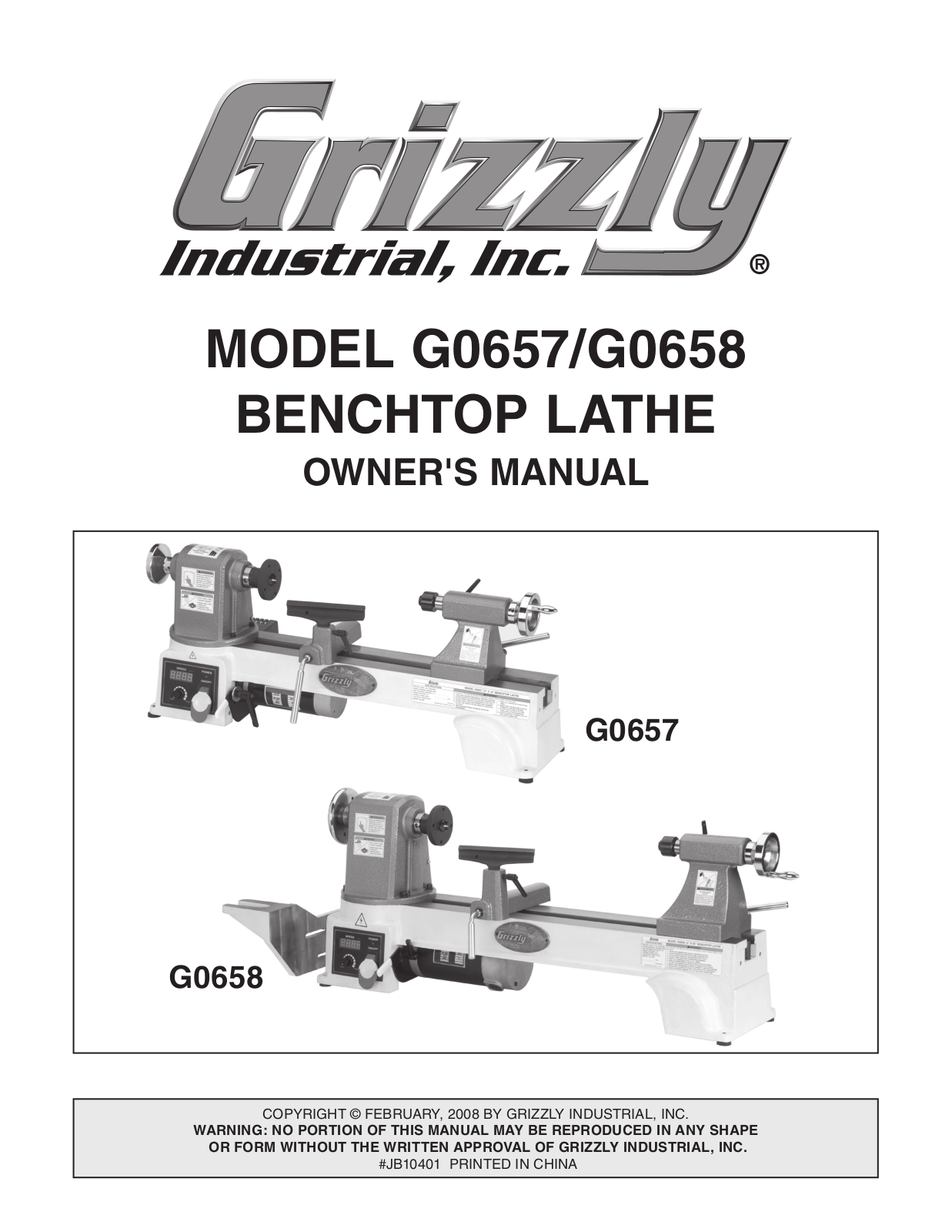 Grizzly G0657, G0658 User Manual