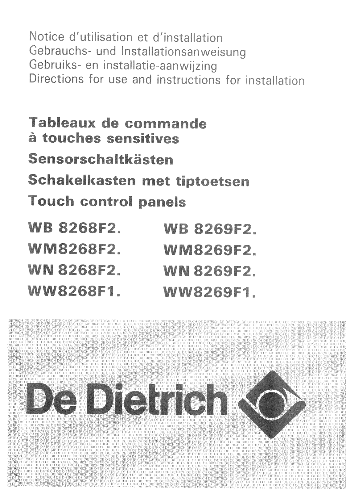 De dietrich WM8268F2, WB8269F2, WM8269F2, WN8269F2, WN8268F2 User Manual