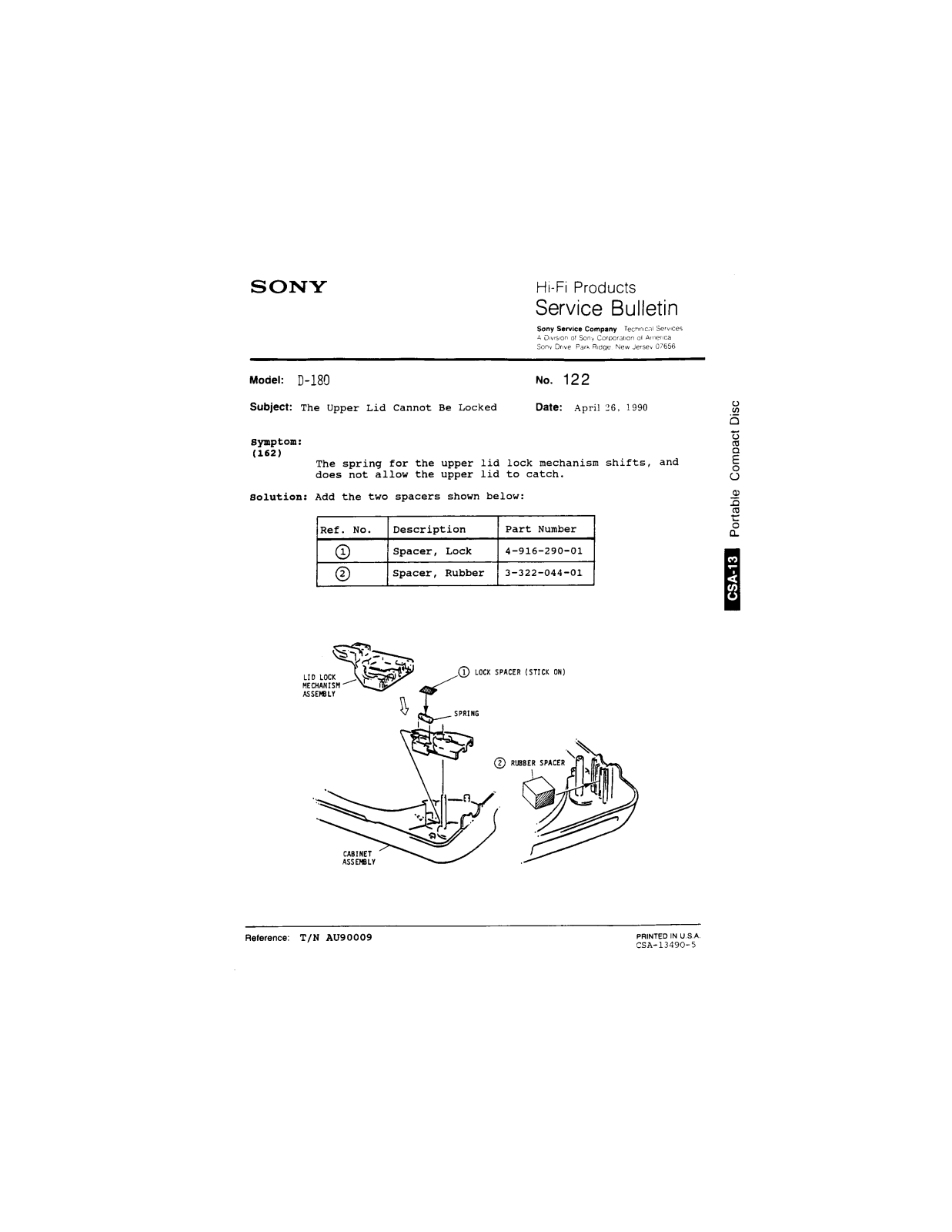 Sony D-180 Service Manual