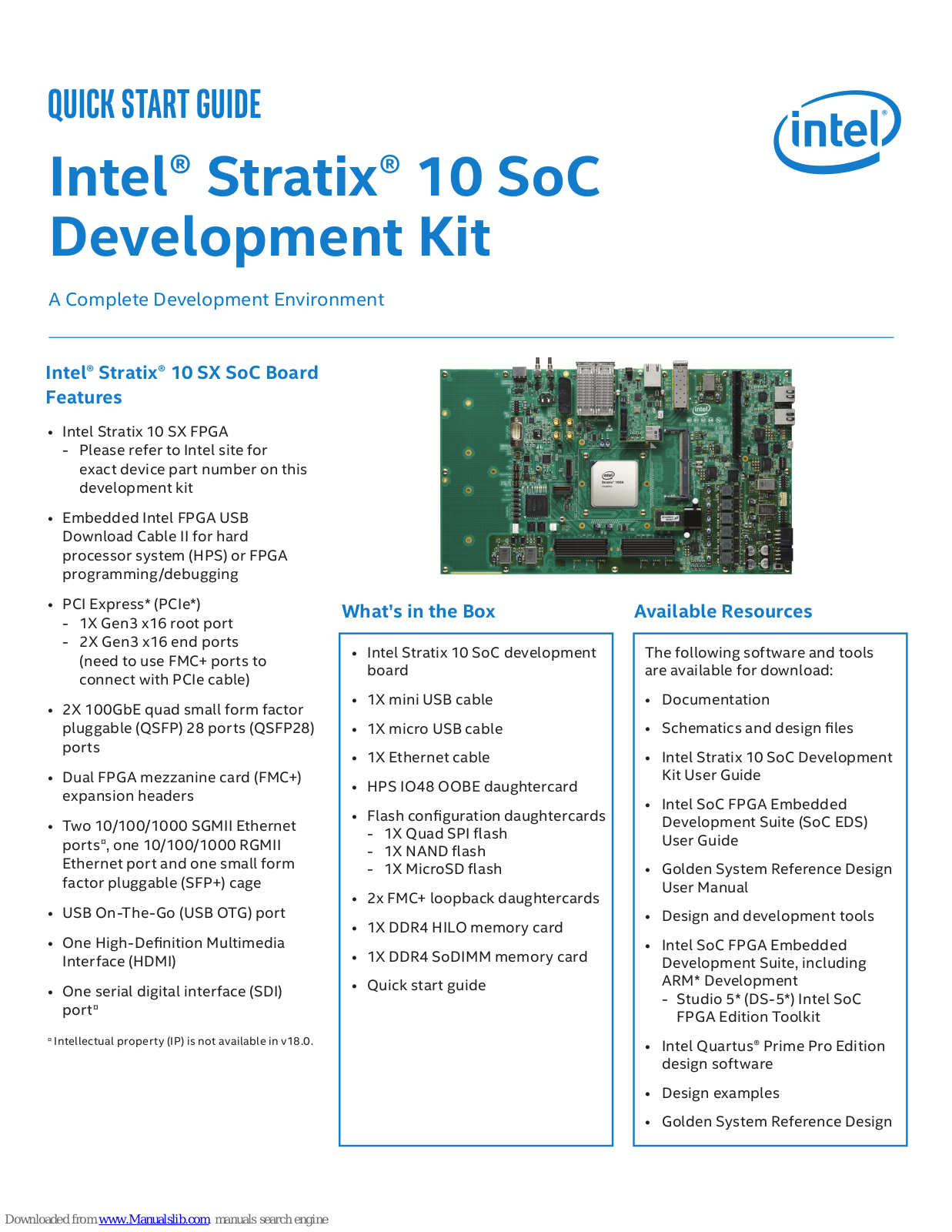 Intel Stratix 10 SoC Quick Start Manual