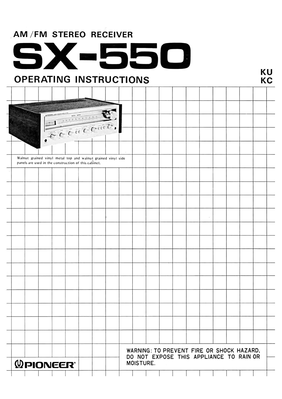 Pioneer SX-550 Owners Manual