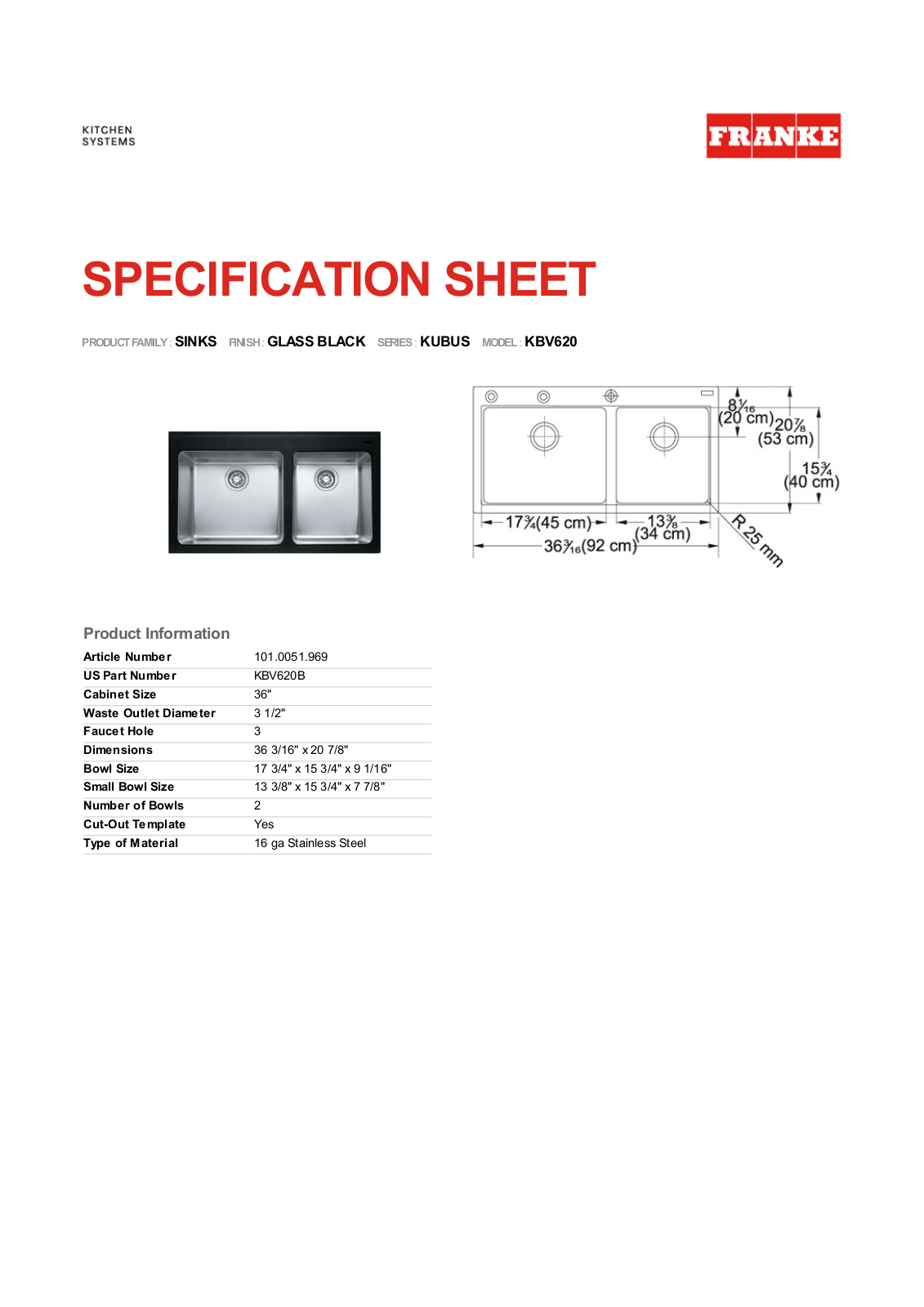 Franke Foodservice KBV620 User Manual