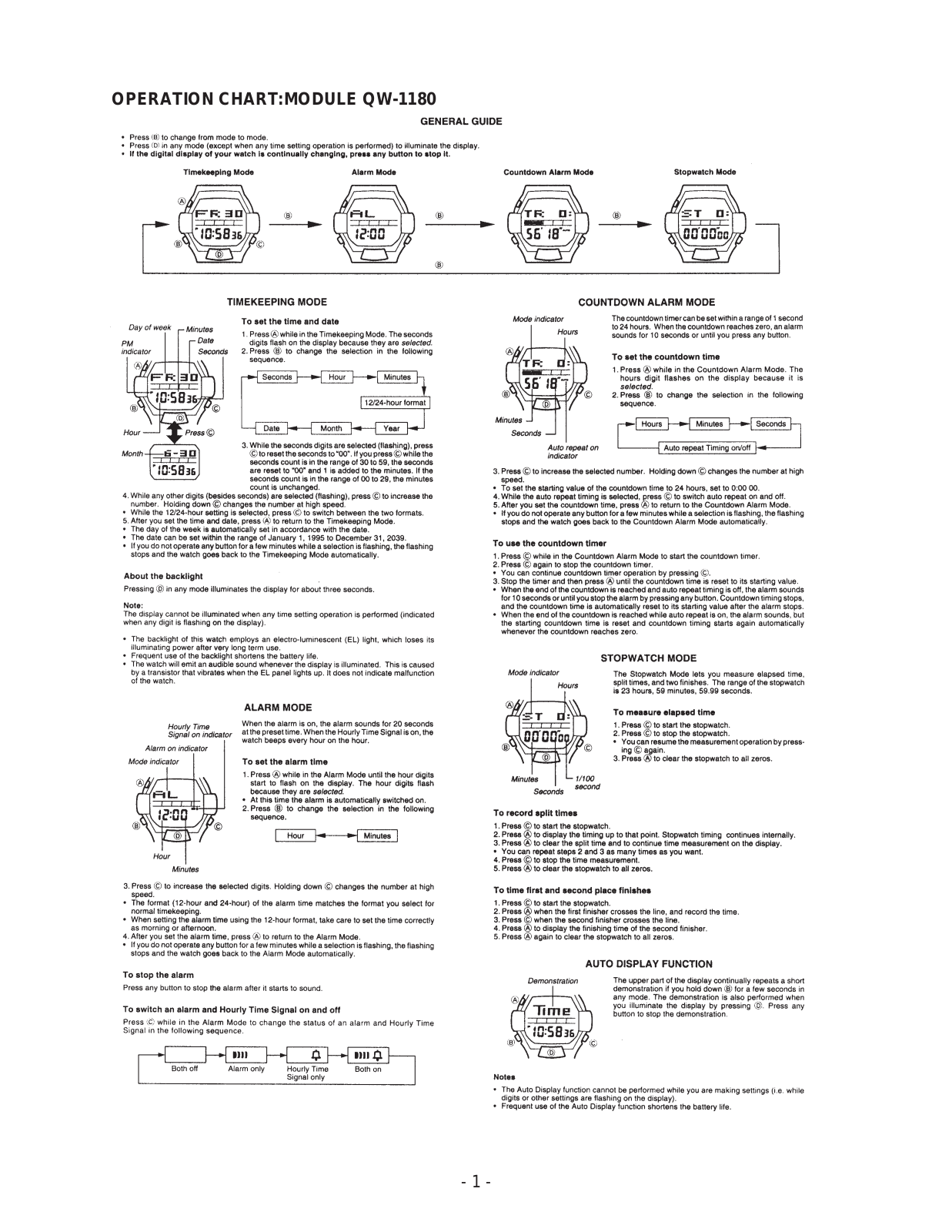 Casio 1180 Owner's Manual