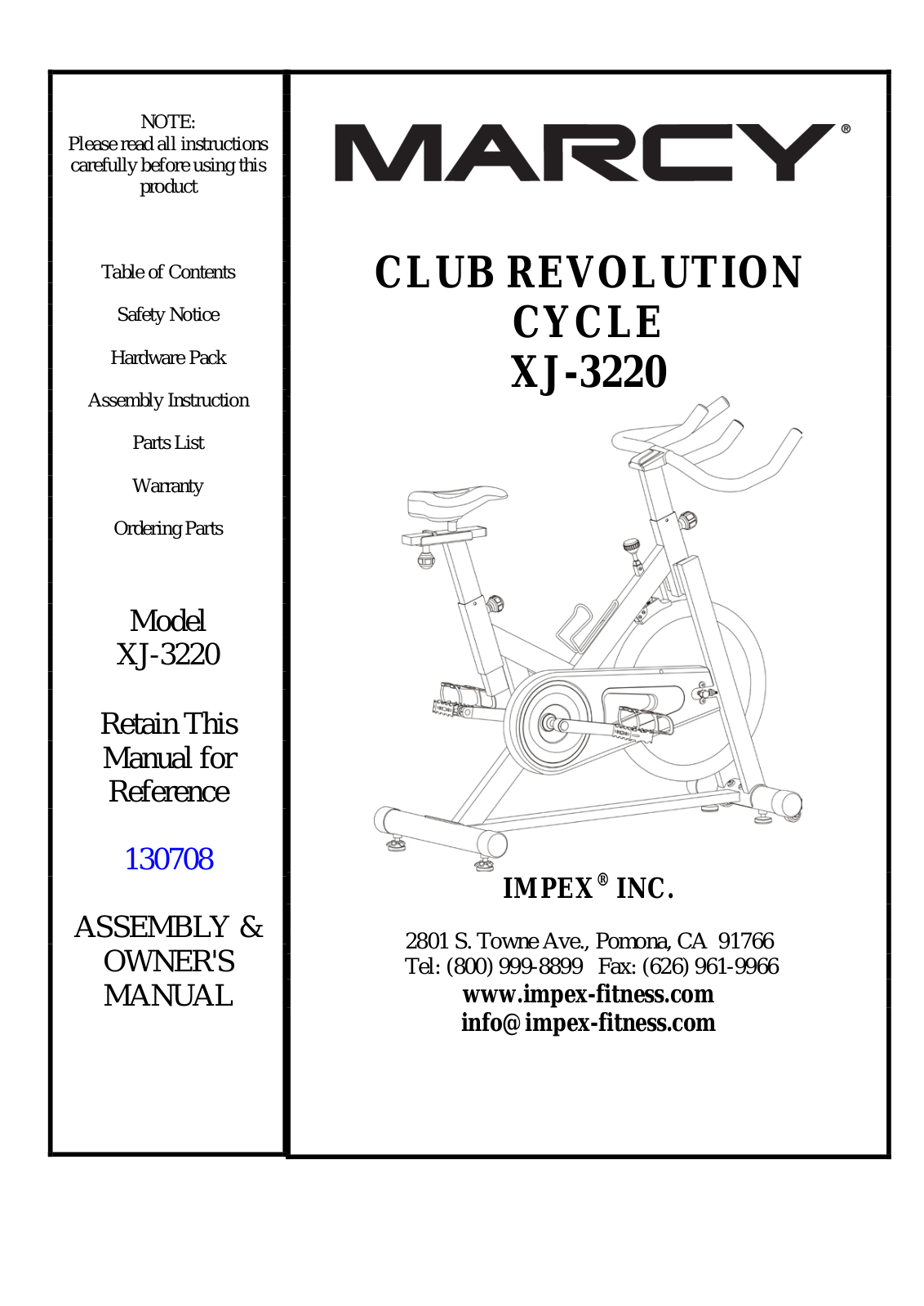 Impex XJ-3220 Owner's Manual