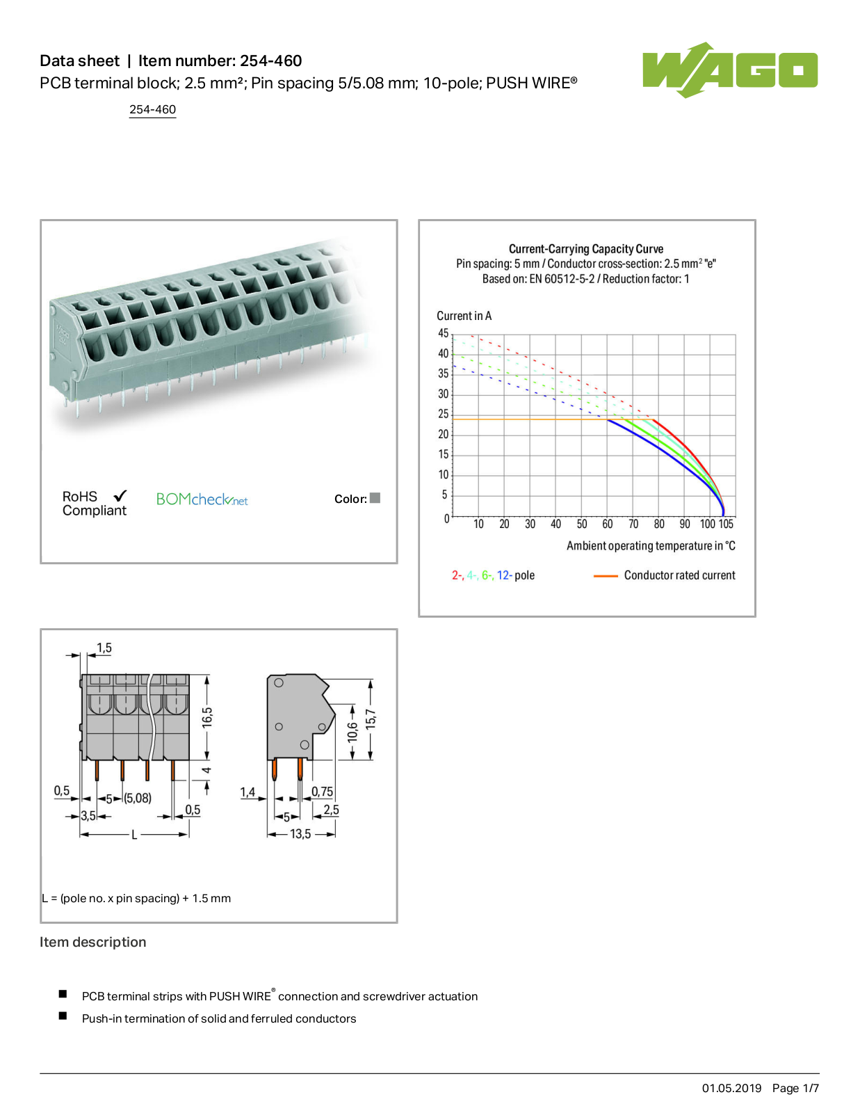 Wago 254-460 Data Sheet