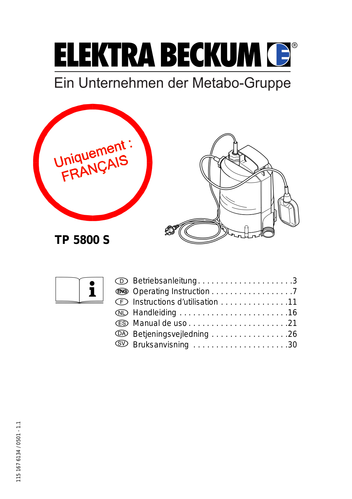 ELEKTRA BECKUM TP 5800 S User guide - ManualMachine.com