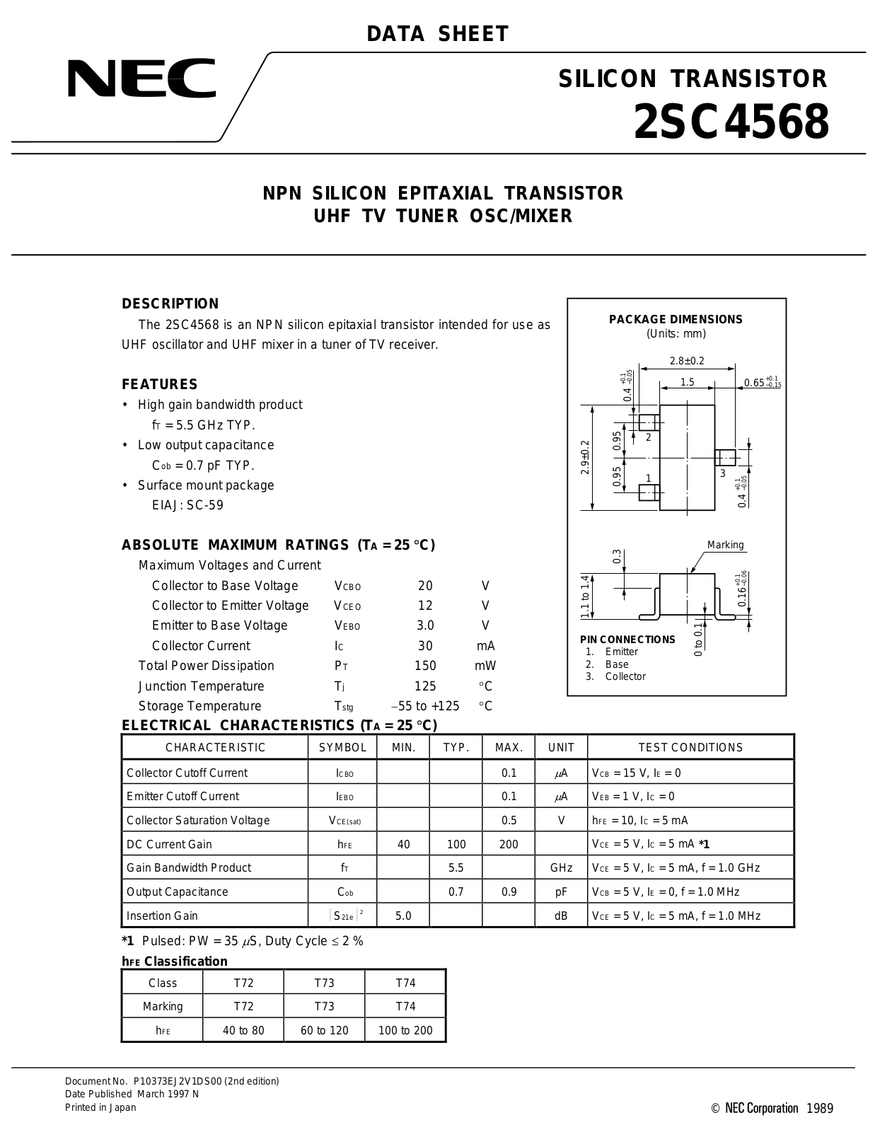 NEC 2SC4568 Datasheet