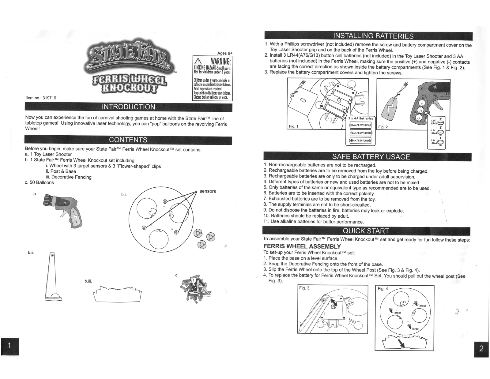 Mga Entertainment STATEFAIR FERRIS WHEEL KNOCKOUT 1 2 User Manual