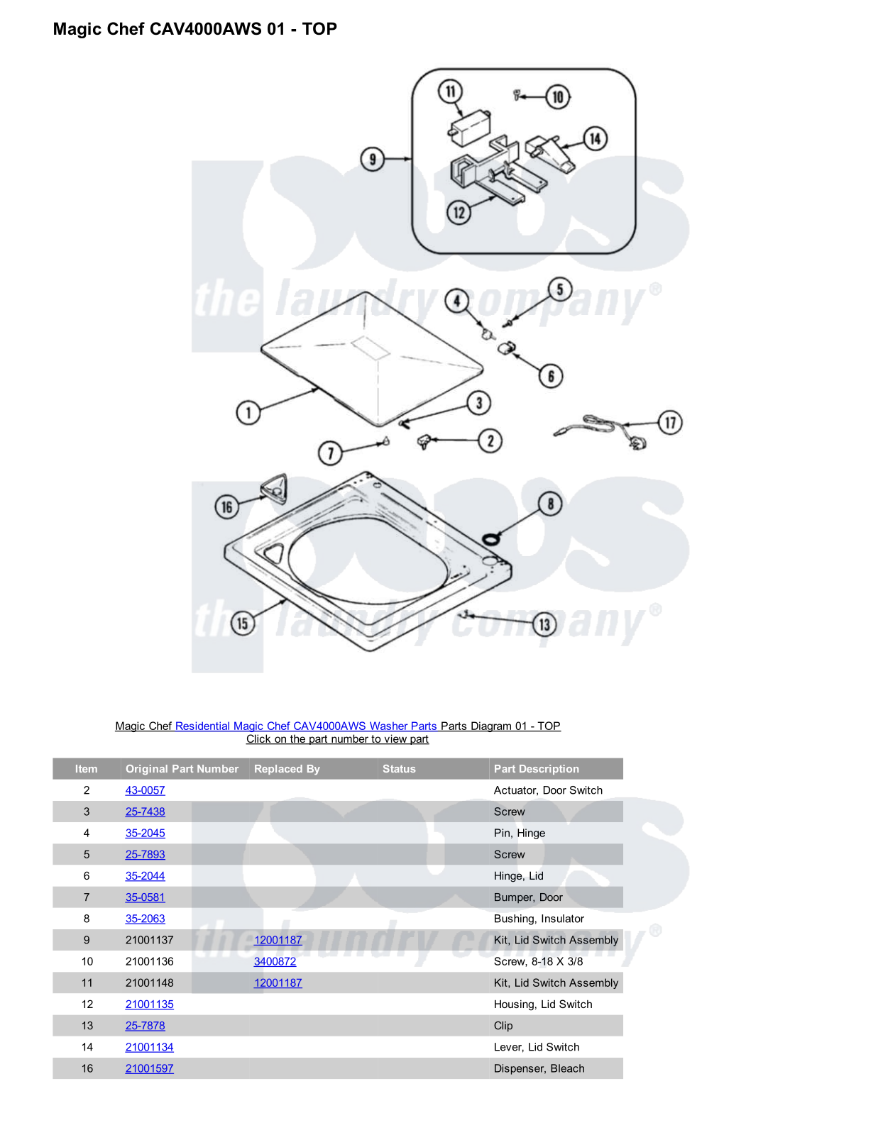 Magic Chef CAV4000AWS Parts Diagram