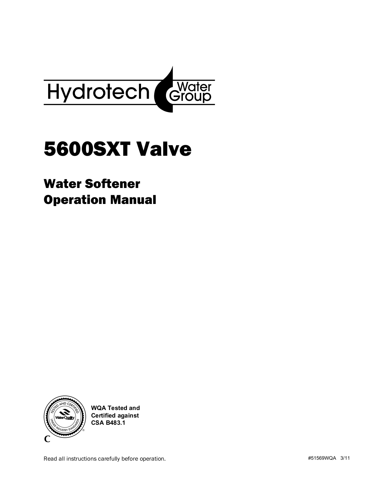 Hydrotech 5600 SXT User Manual